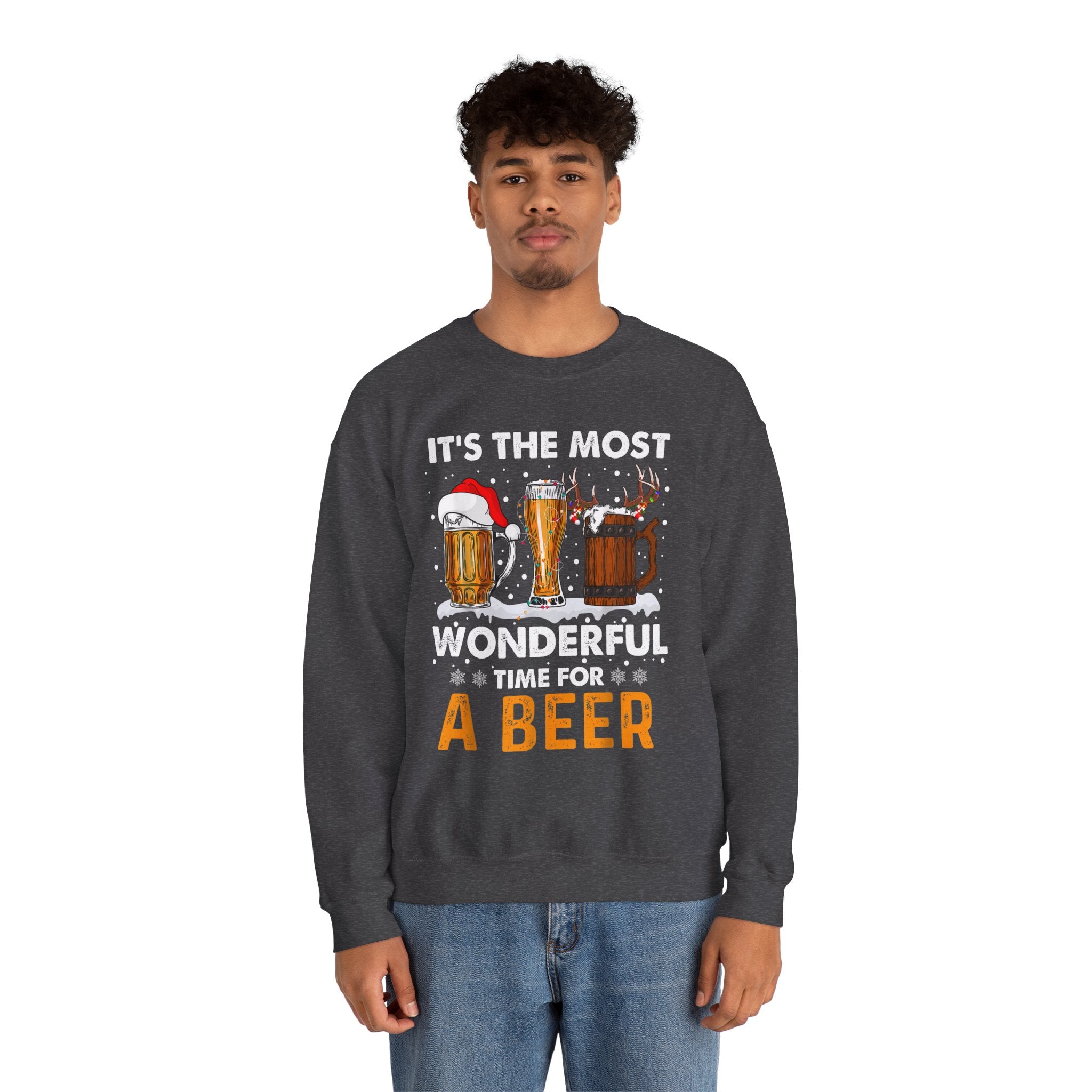 Christmas Beer Sweatshirt – "It's the Most Wonderful Time for a Beer" Holiday Crewneck