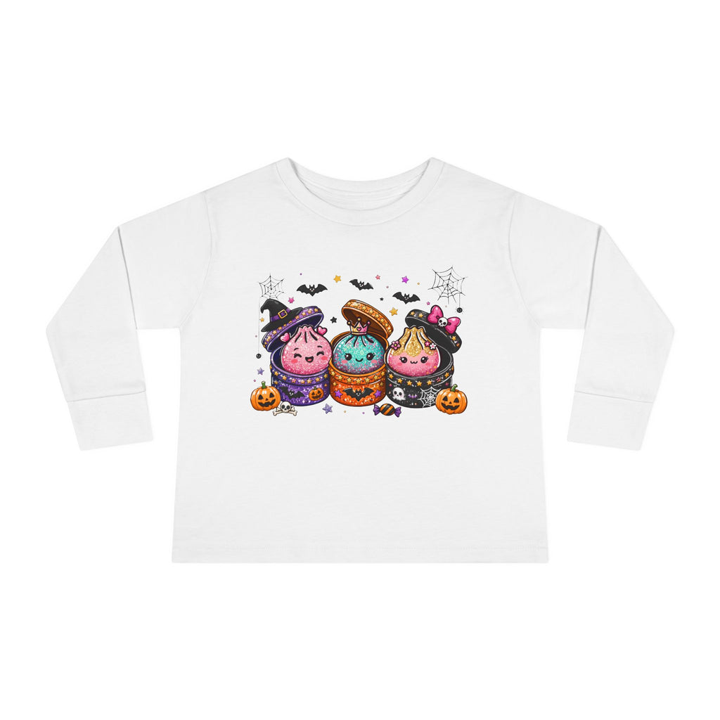 Toddler Long Sleeve Tee — Cute Halloween Cupcake Trio Costume Shirt