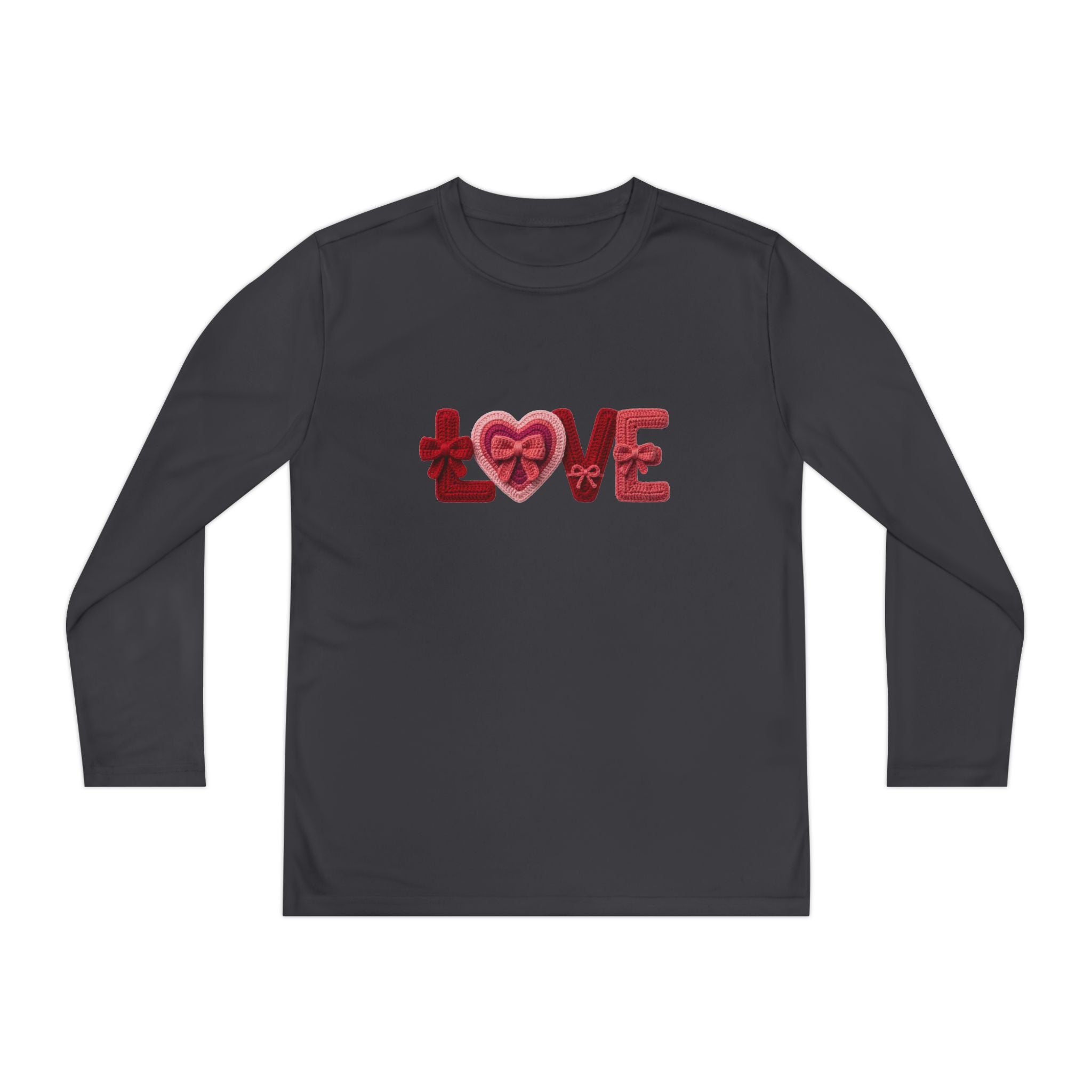 Youth Long Sleeve Tee - Red 'LOVE' Heart Design