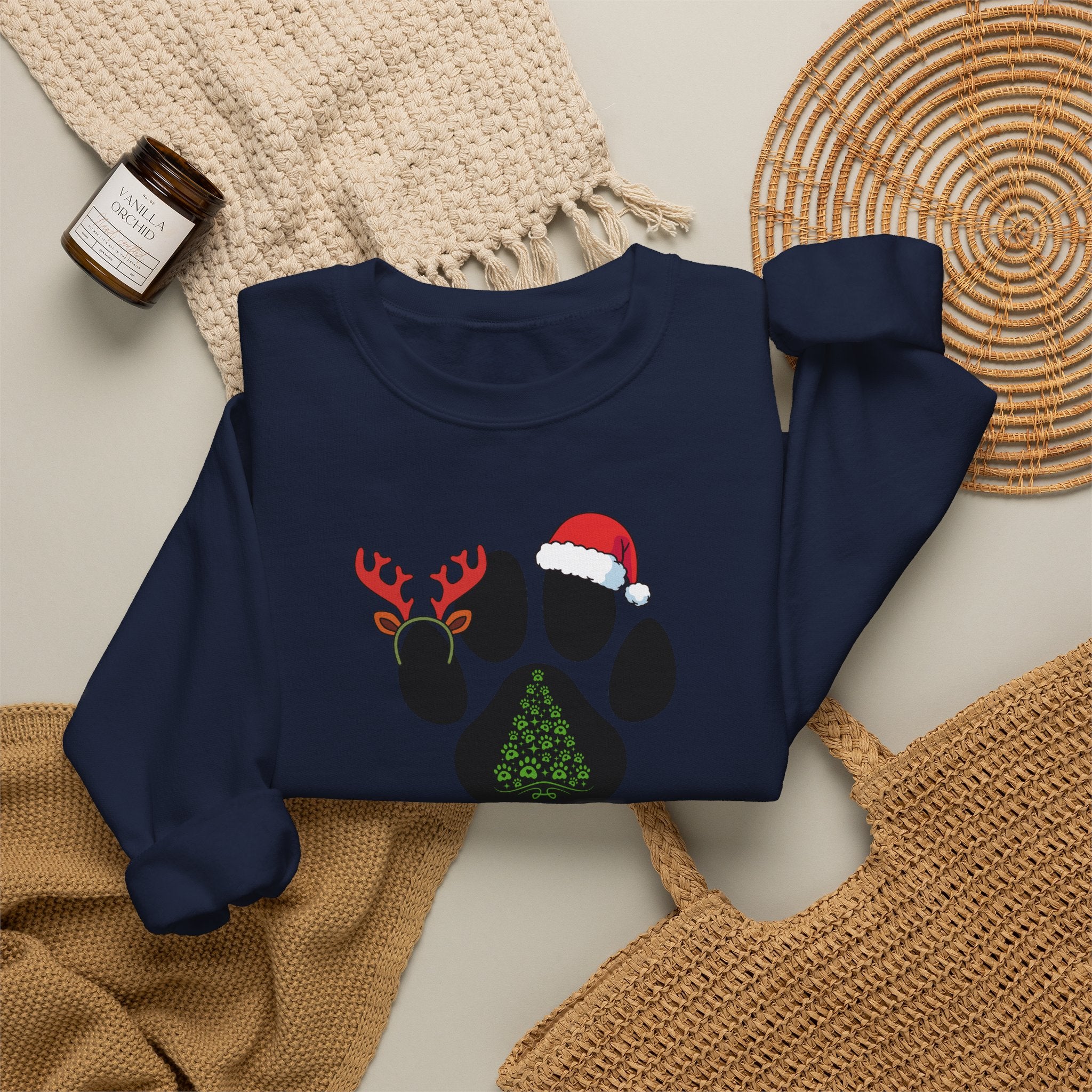 Christmas Paw Print Sweatshirt - Merry Christmas Pet Lover Crewneck