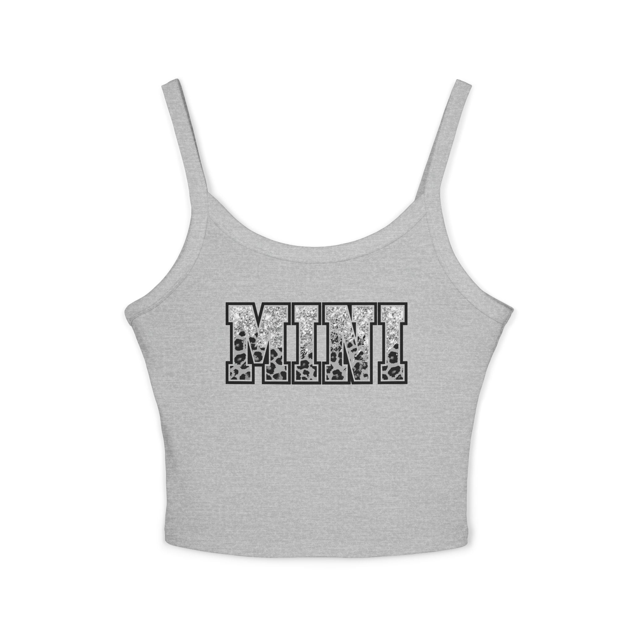 Mini Leopard Print Crop Tank Top — Women's Spaghetti Strap Graphic