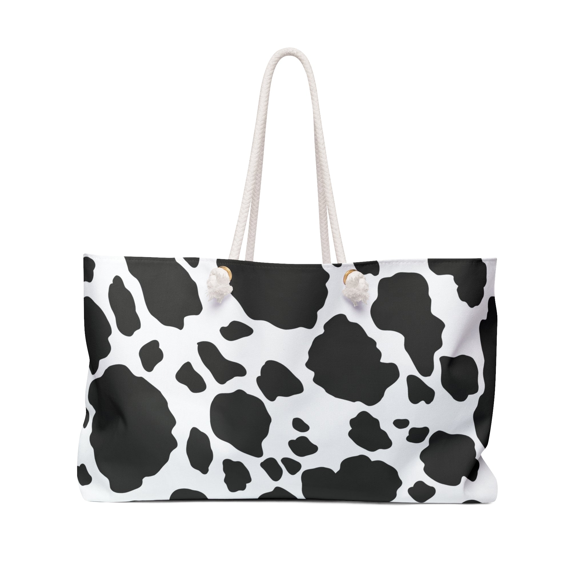 Cow Print Weekender Bag — Black & White Travel Tote
