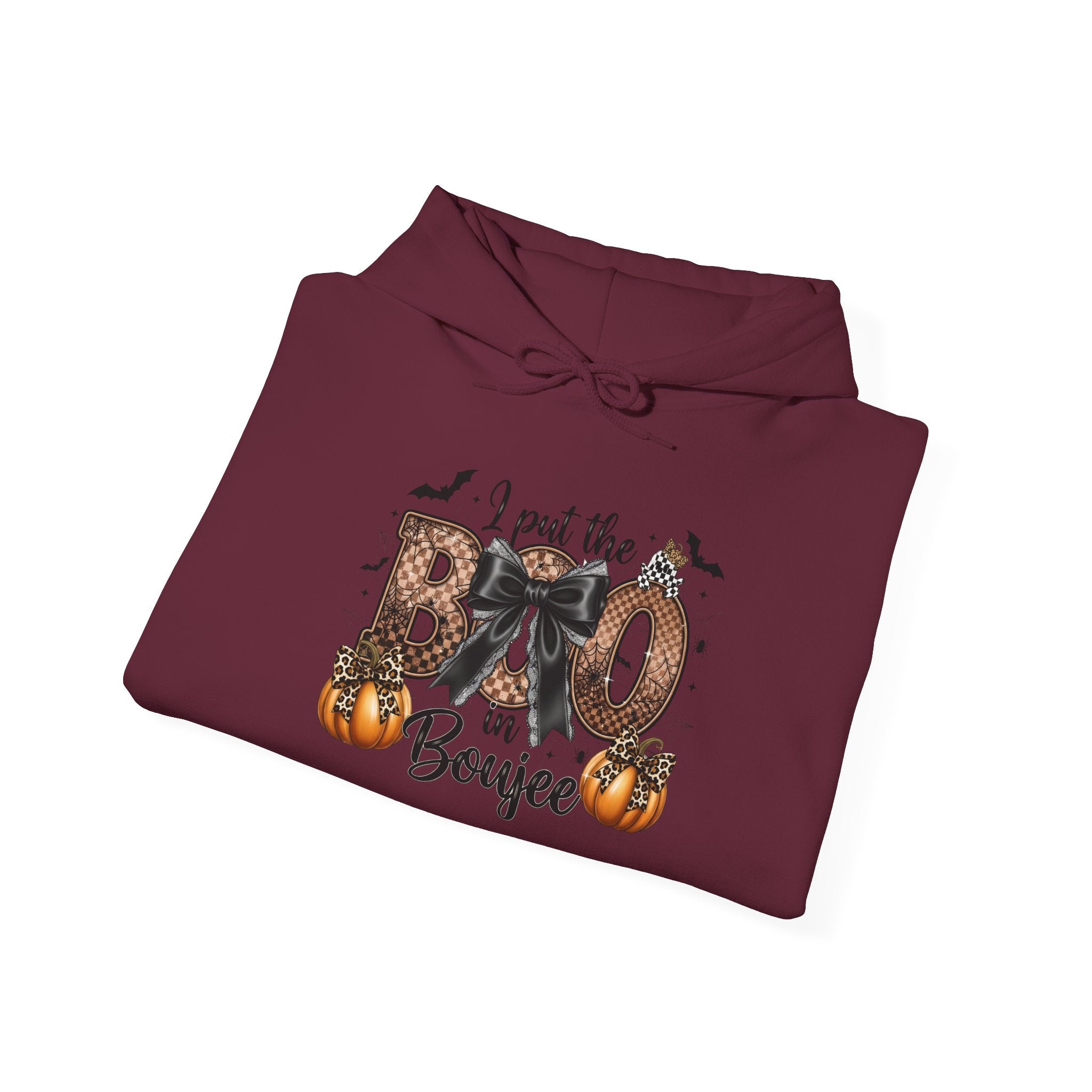 Halloween 'I Put the Boo in Boujee' Hoodie — Pumpkin Bat Spooky Chic Pullover