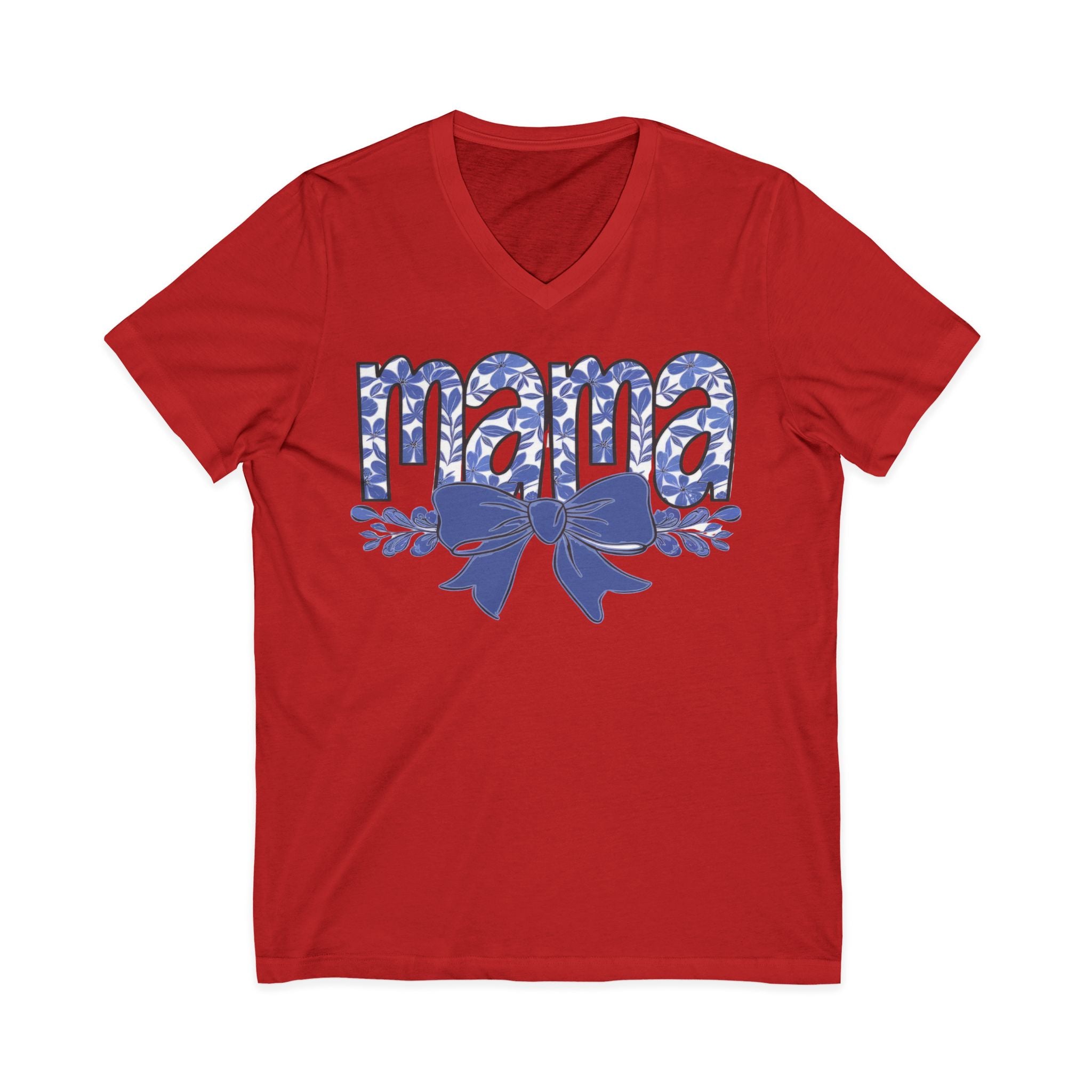 Mama Floral Bow V-Neck Tee — Mothers Day Gift Tee