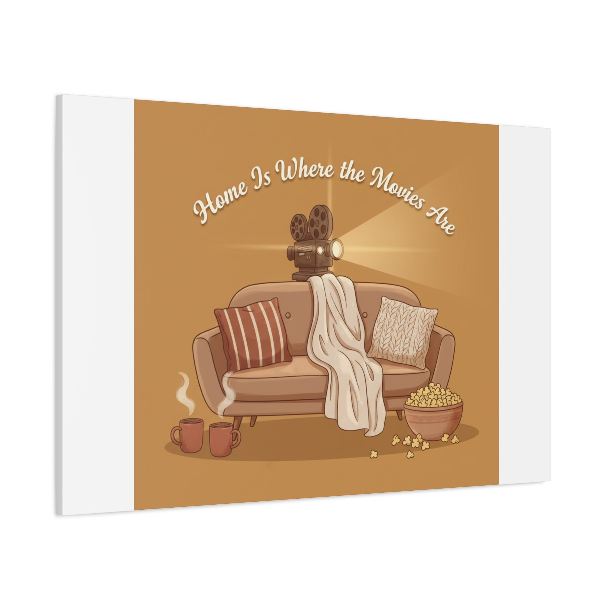 Home Is Where the Movies Are Canvas | cozy night art, home cinema decor