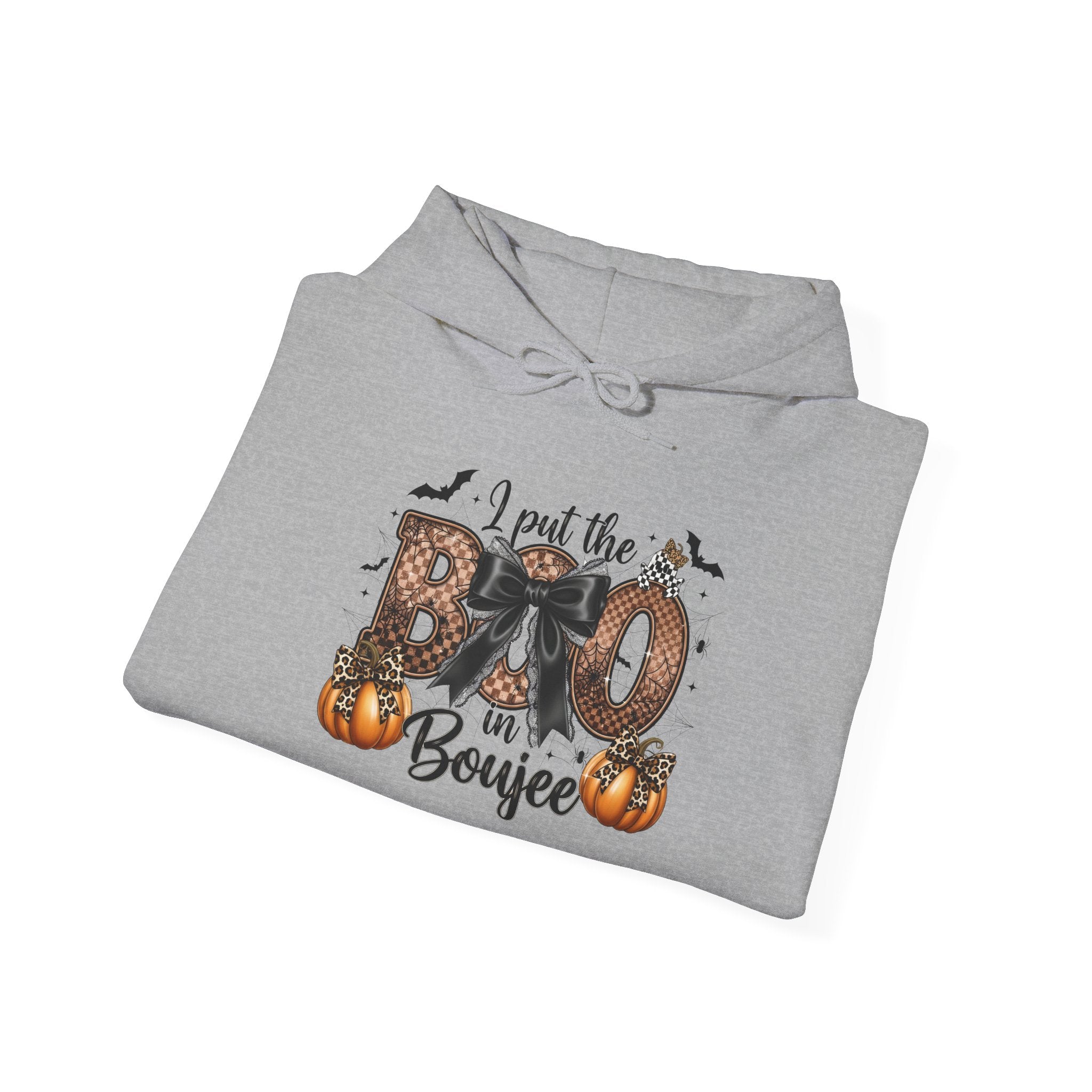 Halloween 'I Put the Boo in Boujee' Hoodie — Pumpkin Bat Spooky Chic Pullover