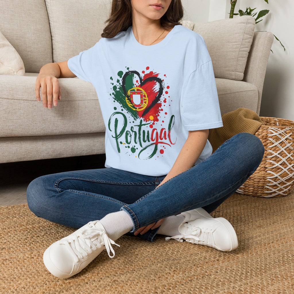 Portugal Heart Flag T-Shirt — Watercolor Portugal Graphic Tee