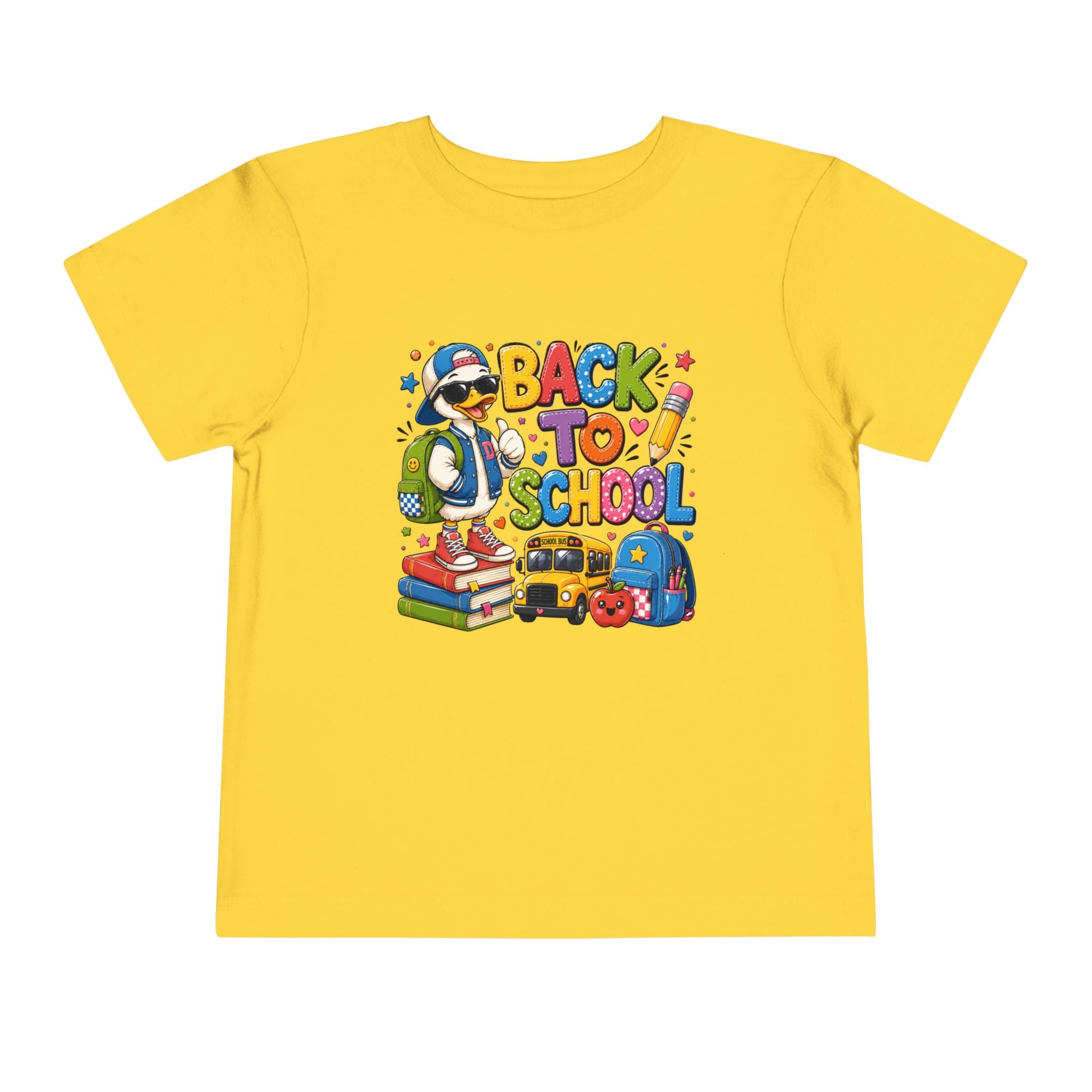 Back to School Toddler Tee — Cute Penguin School Bus Design