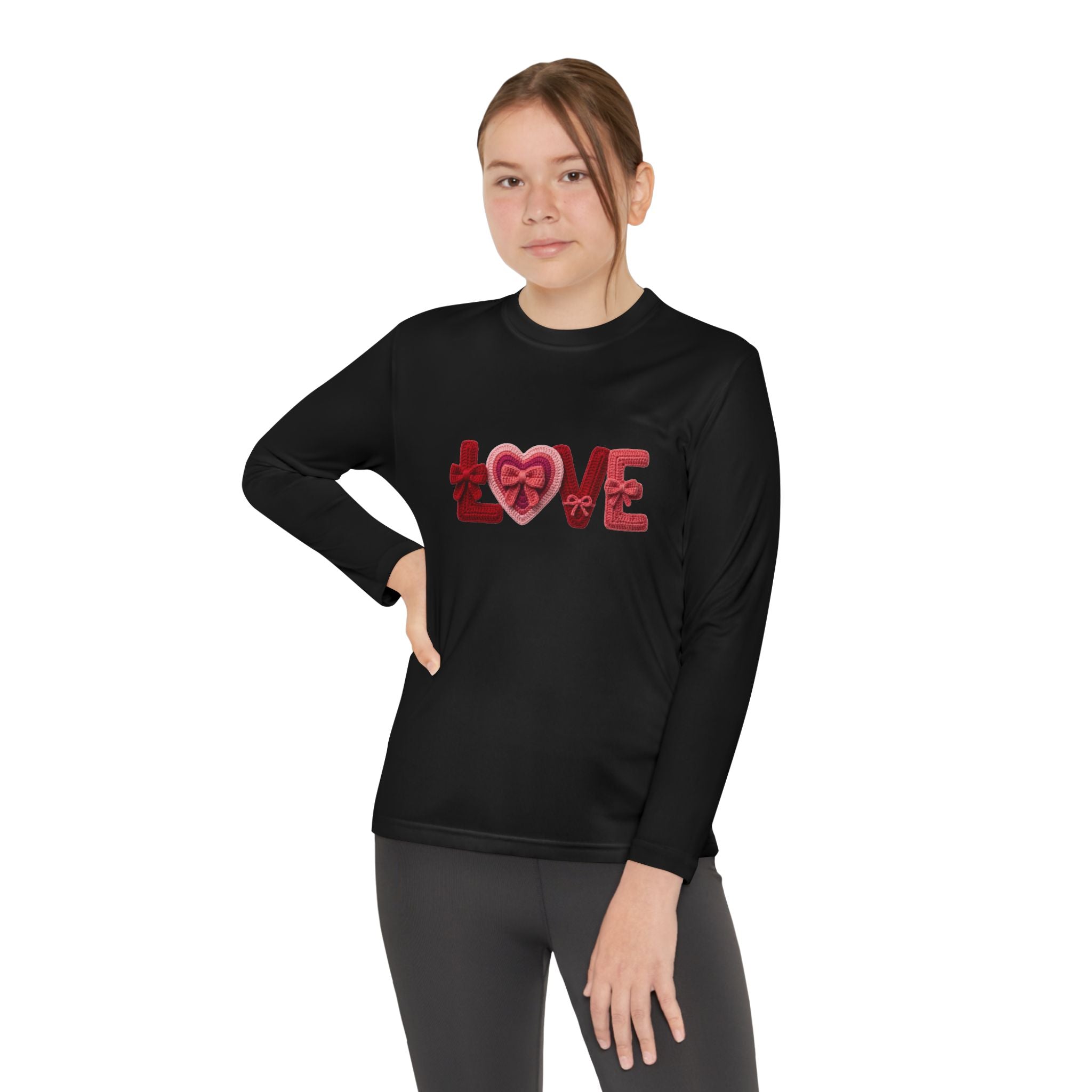 Youth Long Sleeve Tee - Red 'LOVE' Heart Design