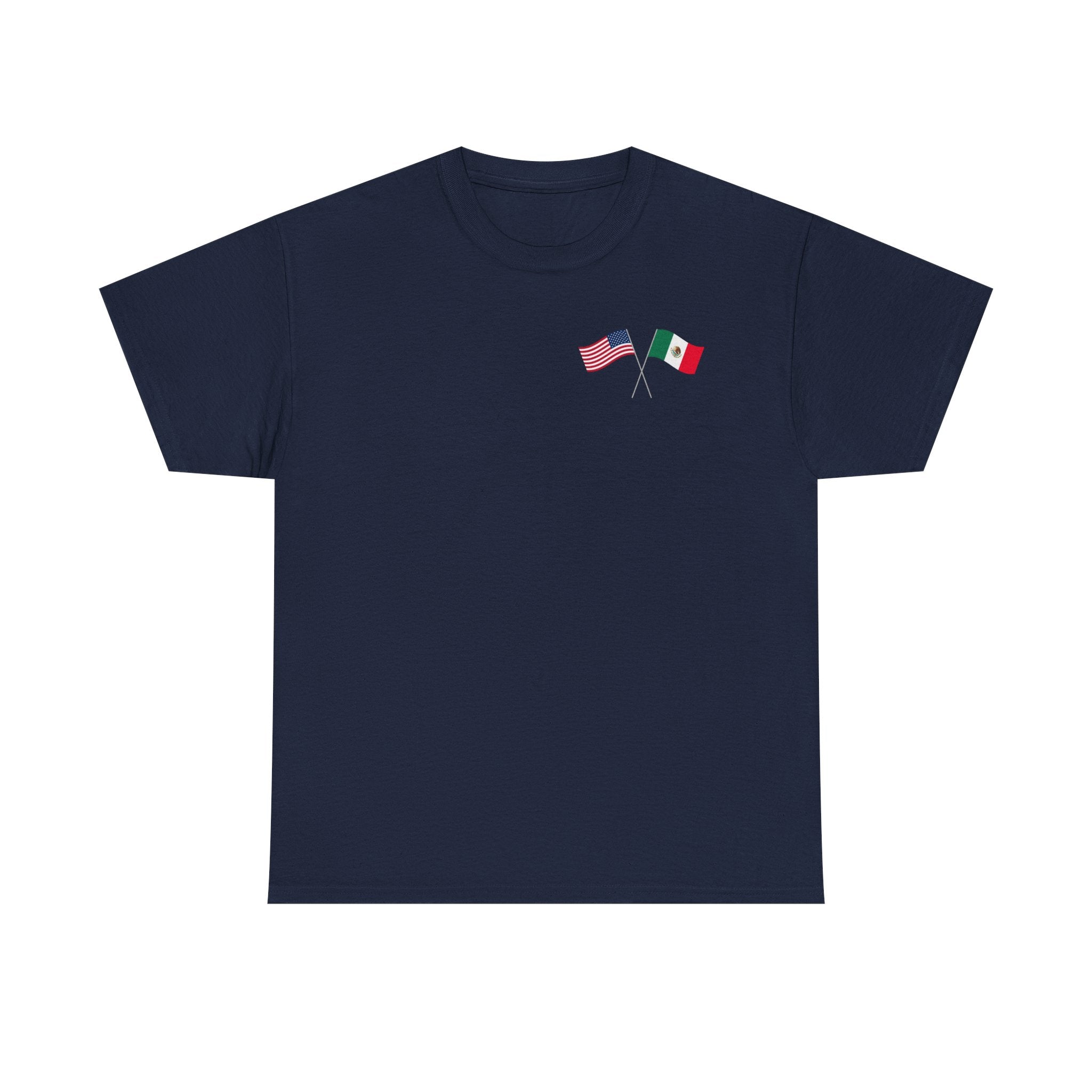American & Italian Flag Tee with Vintage Rose Back — Patriotic Floral T-Shirt