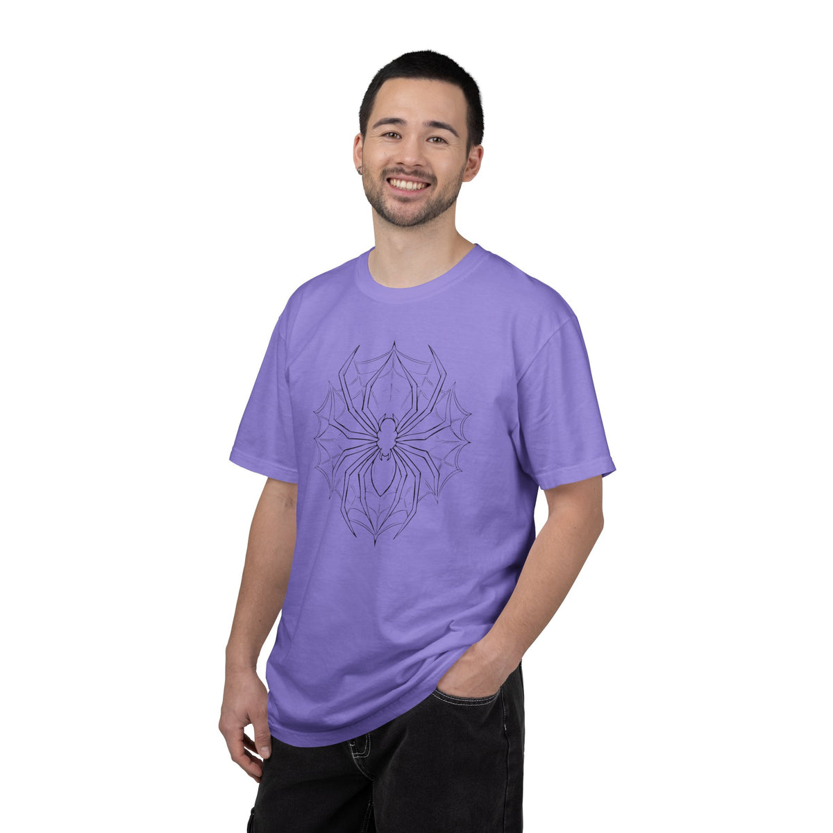 Spider Web Graphic T‑Shirt — Black Line Art Spiderback Tee