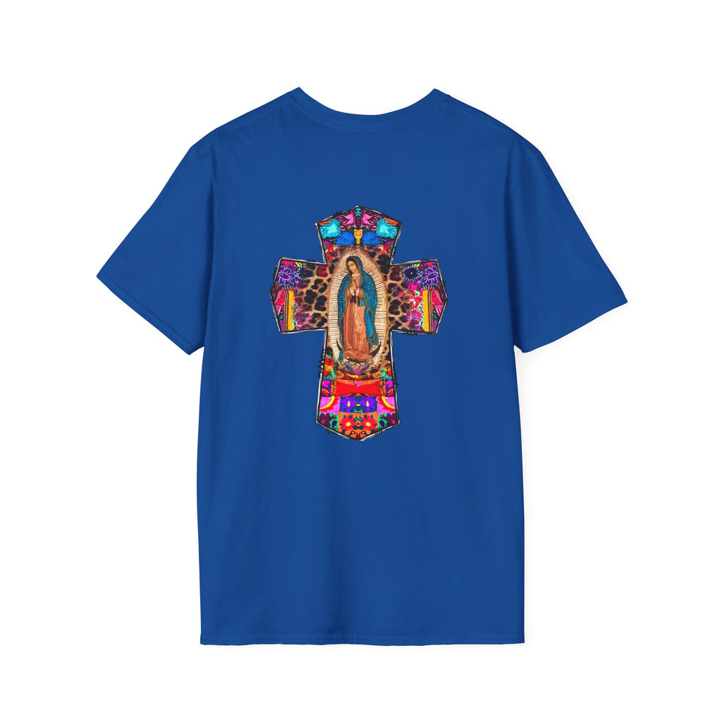 Our Lady of Guadalupe Cross T-Shirt — Colorful Mexican Folk Art Tee