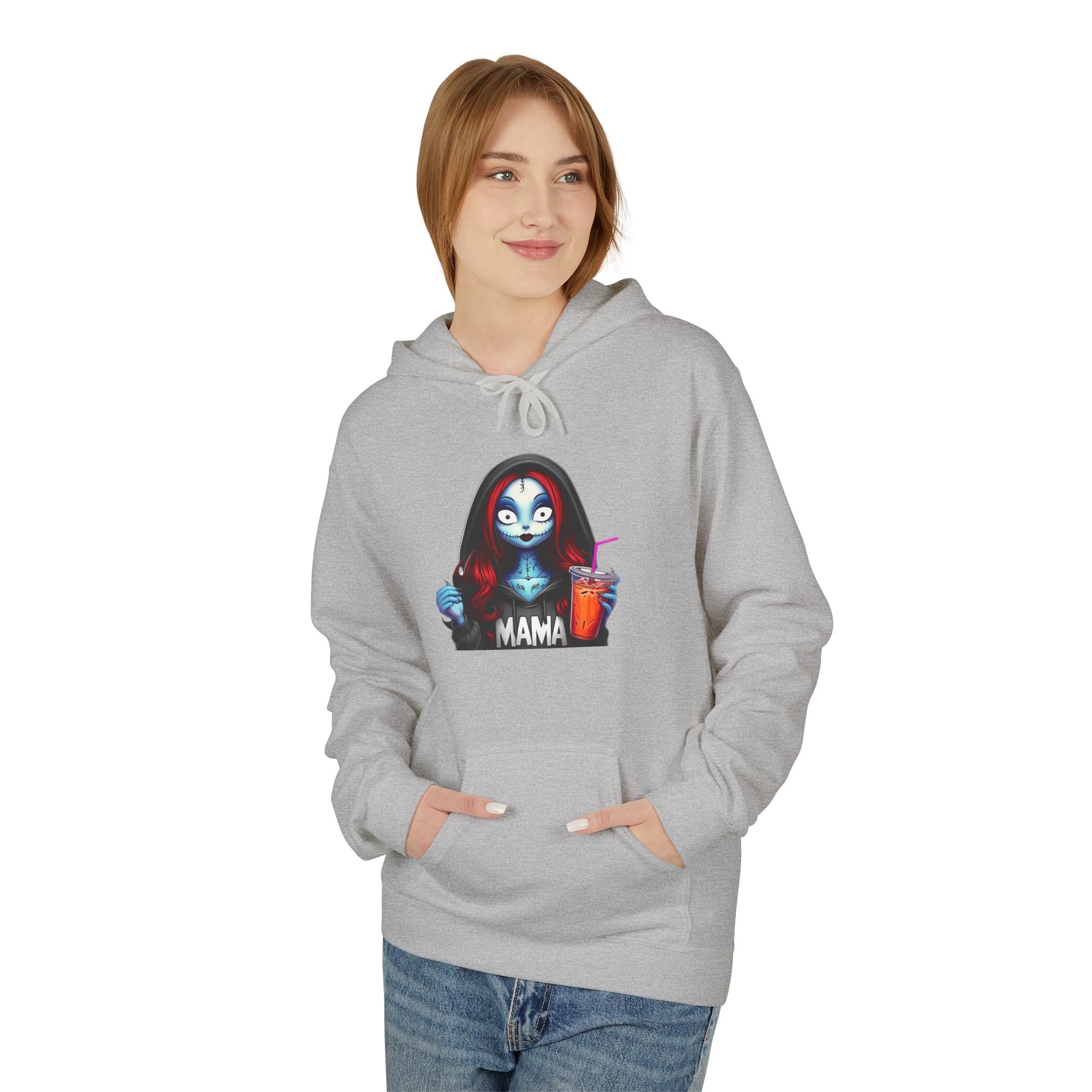 Horror Mama Mask Hoodie — Creepy Neon Mom Graphic Hoodie