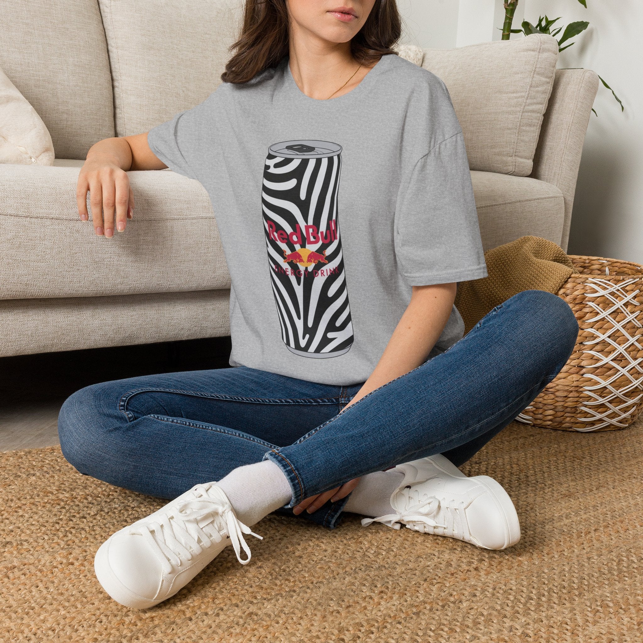 Zebra Can Graphic T-Shirt — Bold Retro Energy Drink Design