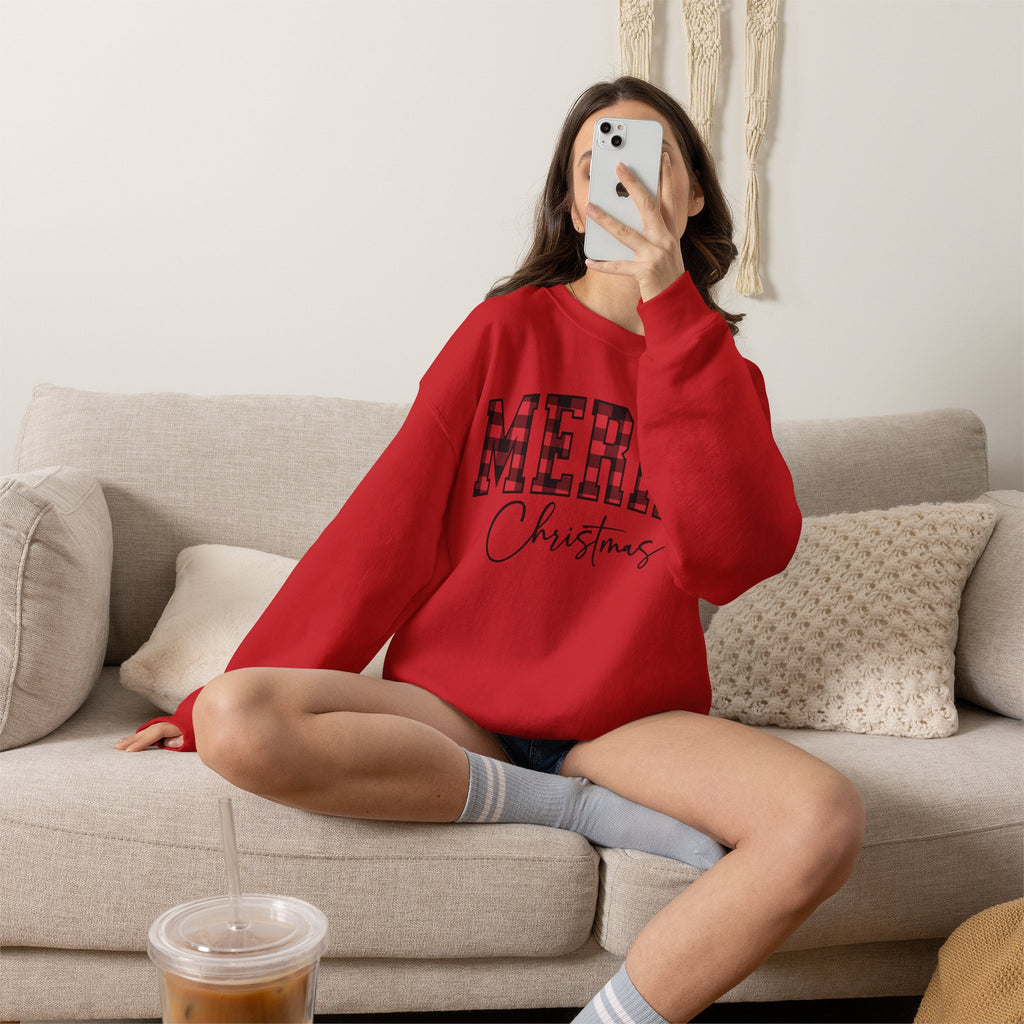 Christmas Plaid "Merry Christmas" Crewneck Sweatshirt