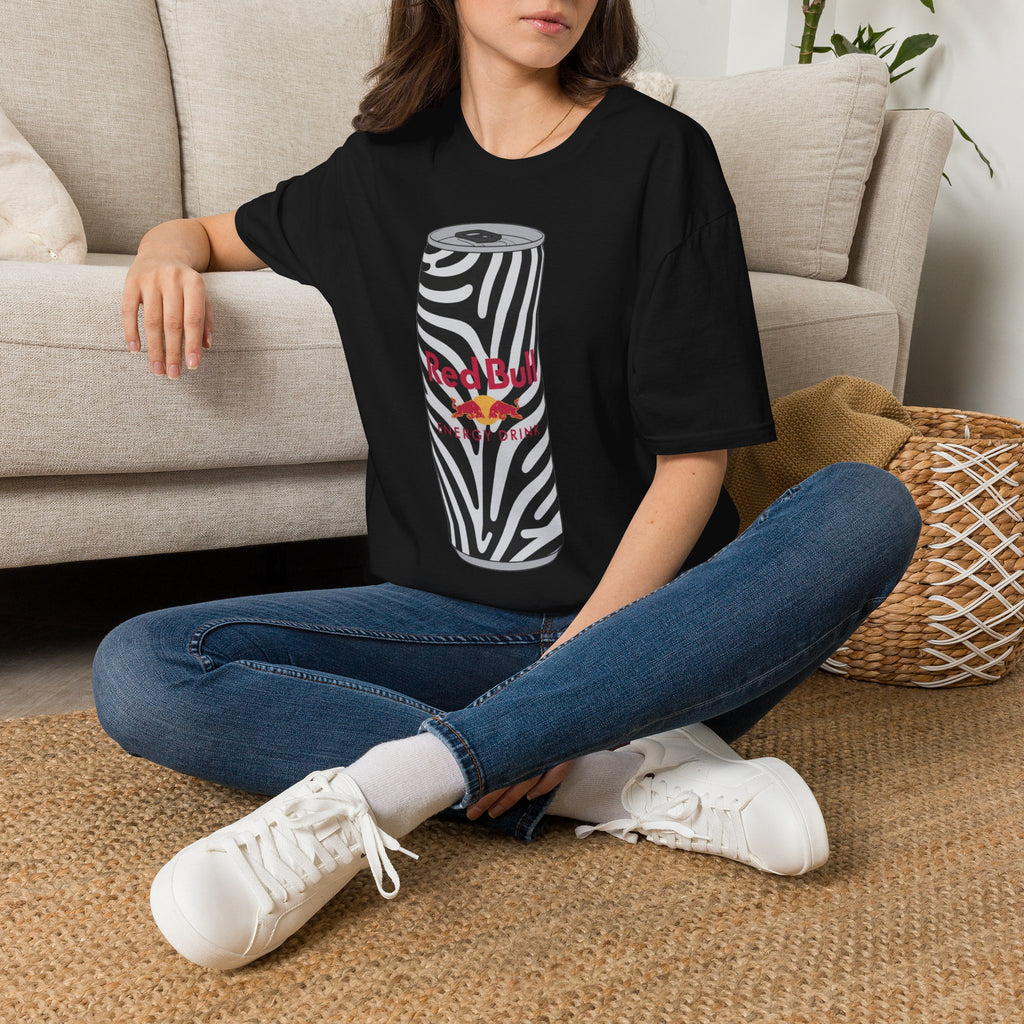 Zebra Can Graphic T-Shirt — Bold Retro Energy Drink Design