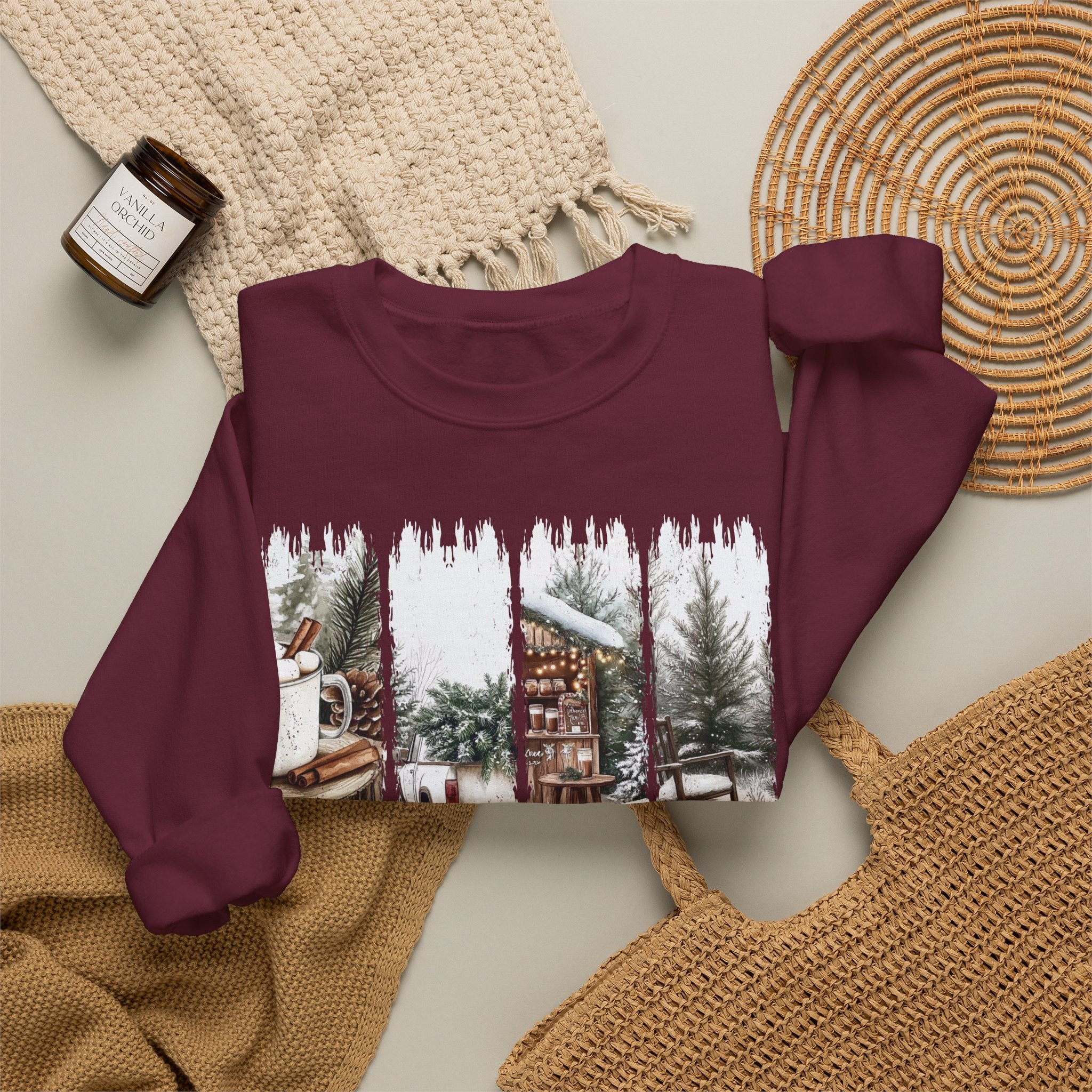 Holiday Cabin Crewneck Sweatshirt — 'Tis the Season Cozy Winter Pullover