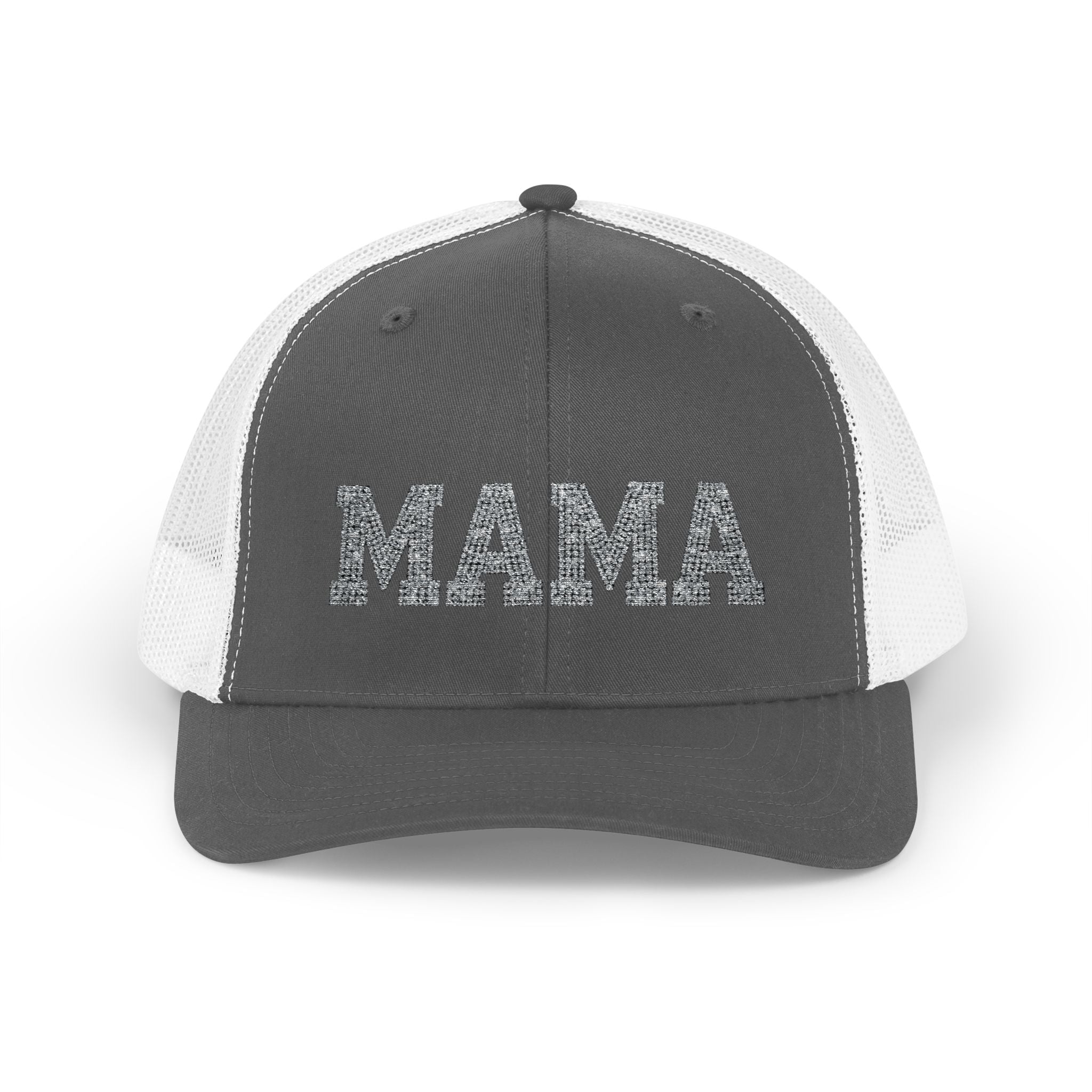 Mama Snapback Trucker Cap — Glitter Script "MAMA" Mesh Back Hat for Moms, Mother's Day Gift