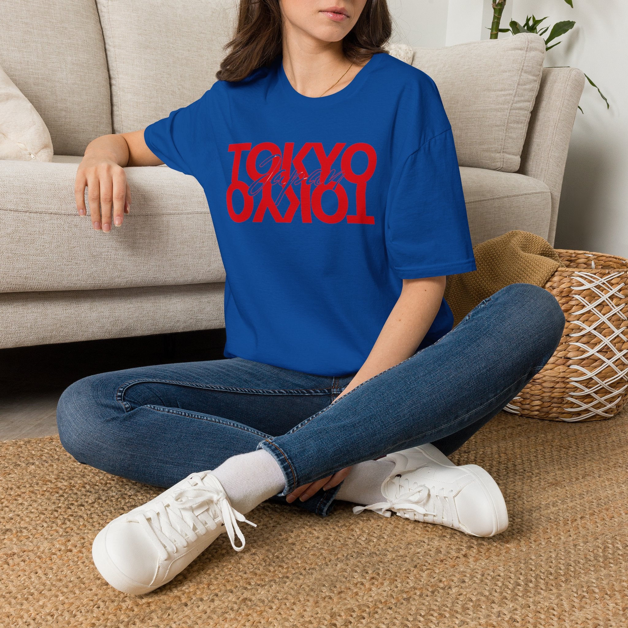 Tokyo Floral T-Shirt — Mirrored Red Logo "Tokyo" Graphic Tee