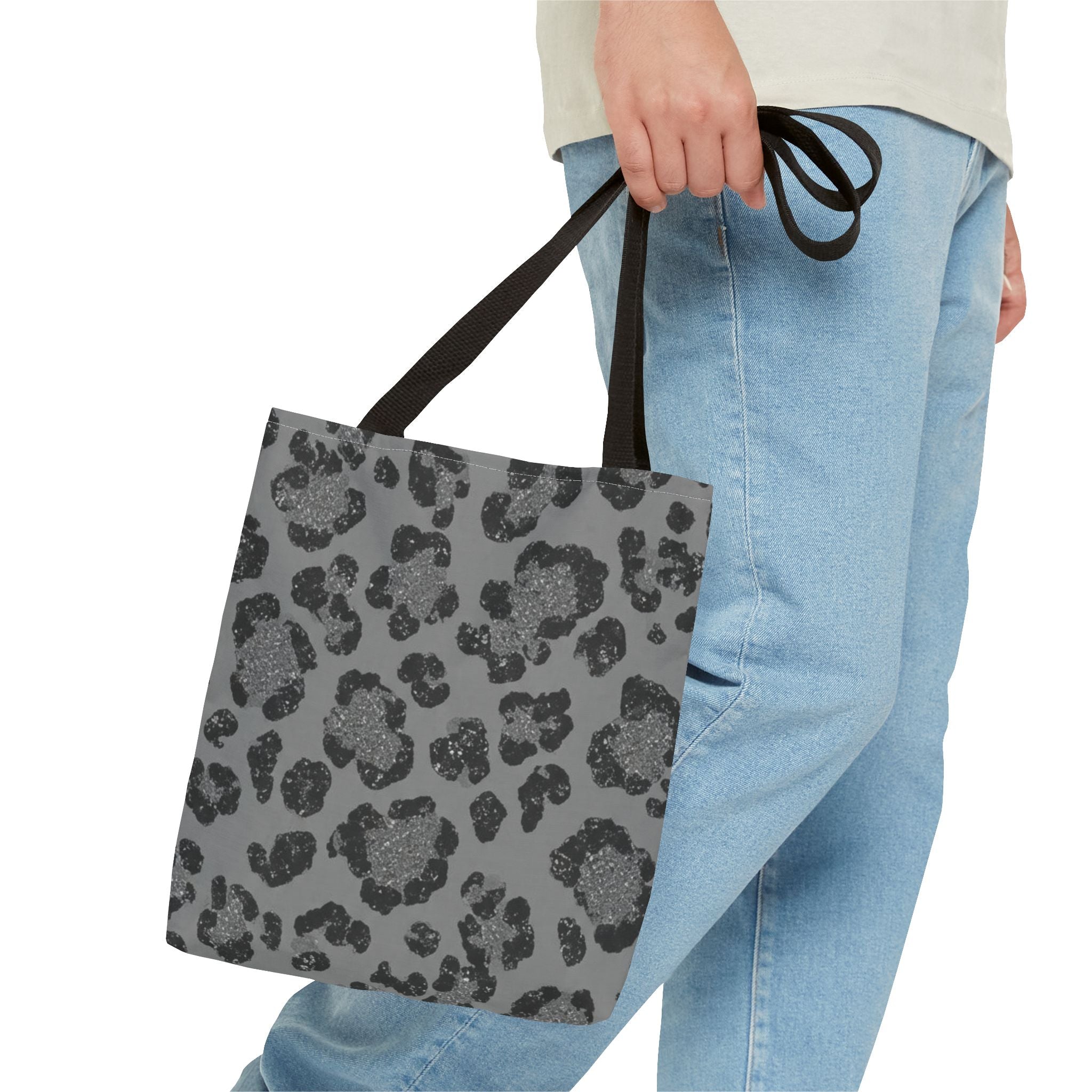 Leopard Print Tote Bag — Grey Animal Pattern All-Over-Print Tote