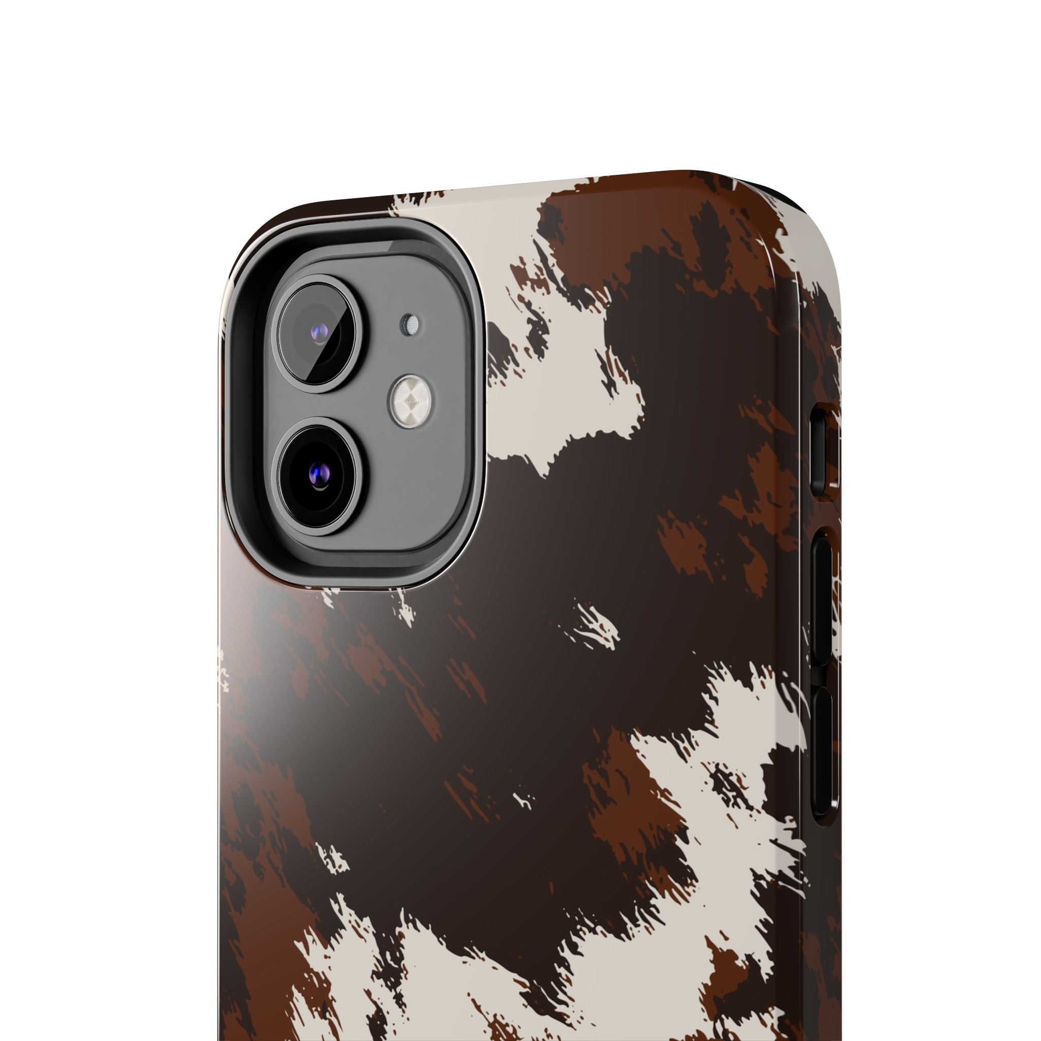 Cowhide Print Tough Phone Case — Brown & White Western Rugged Protection