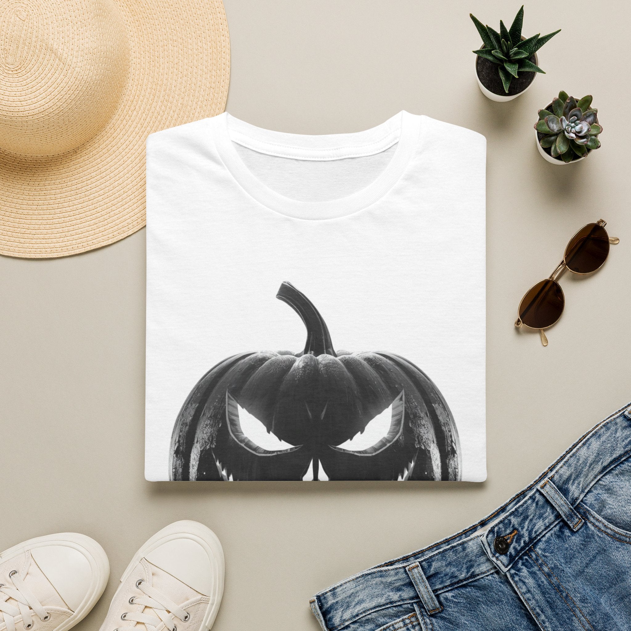 Halloween Jack-O'-Lantern T-Shirt — Spooky Black Pumpkin Graphic