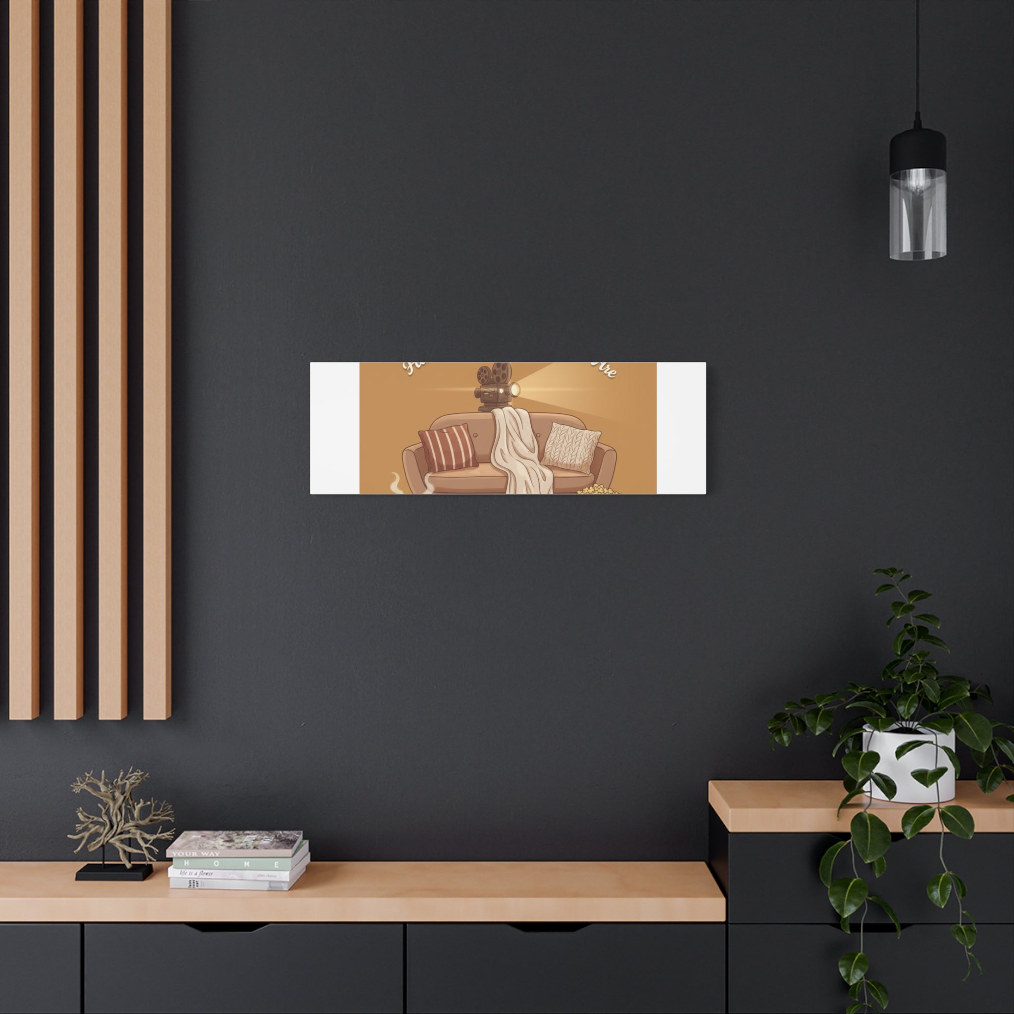 Home Is Where the Movies Are Canvas | cozy night art, home cinema decor