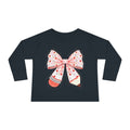 Pink Polka Dot Bow Toddler Long Sleeve Tee
