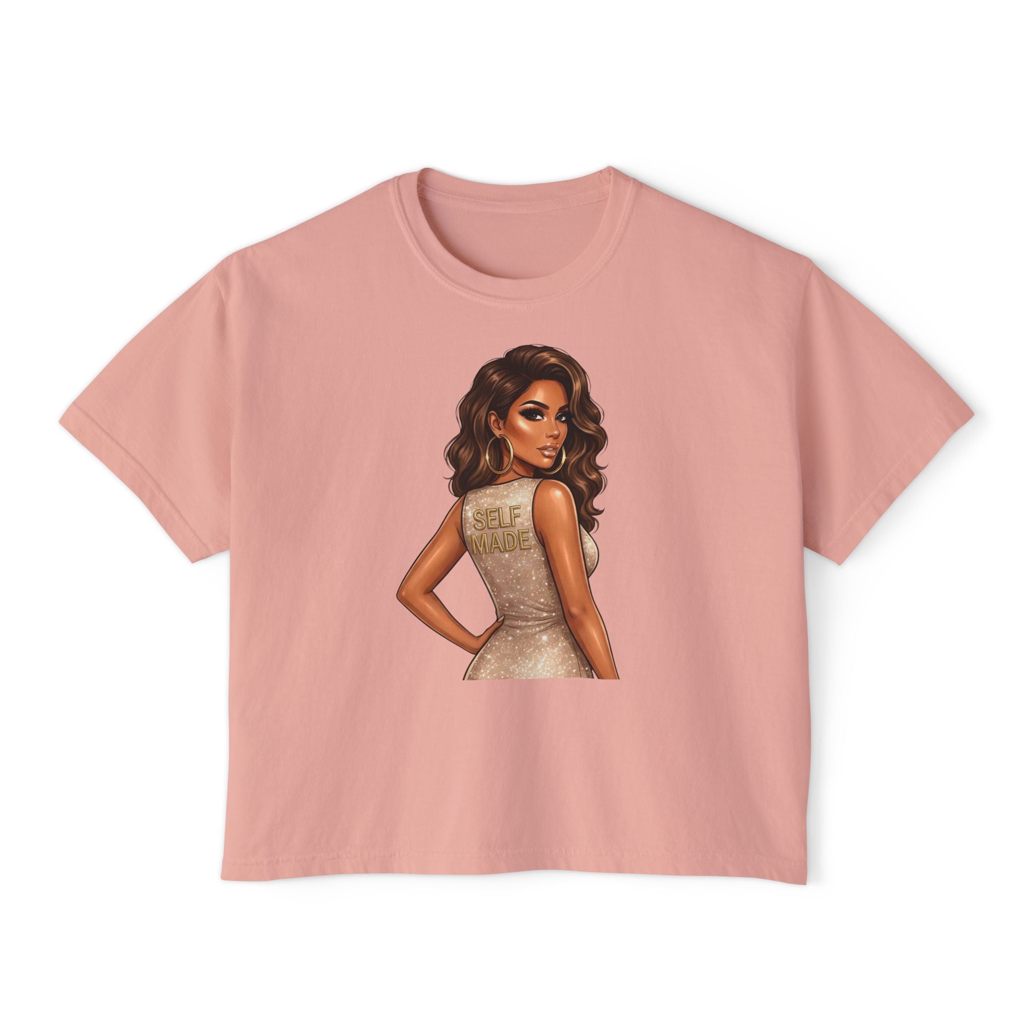 Boxy Tee — Glam Girl Illustration Graphic T-Shirt