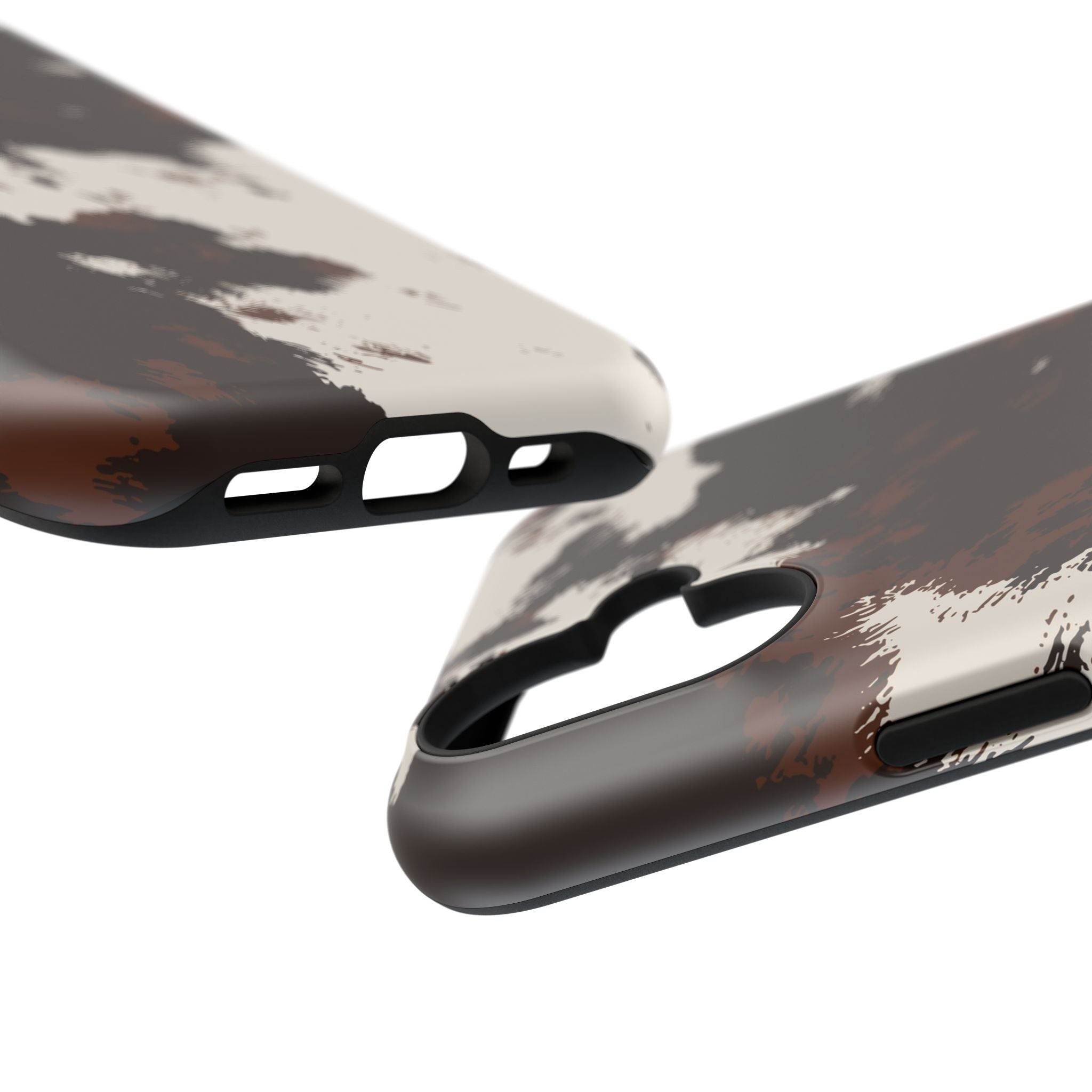 Cowhide Print Impact Phone Case — Brown & Cream Protective Cover