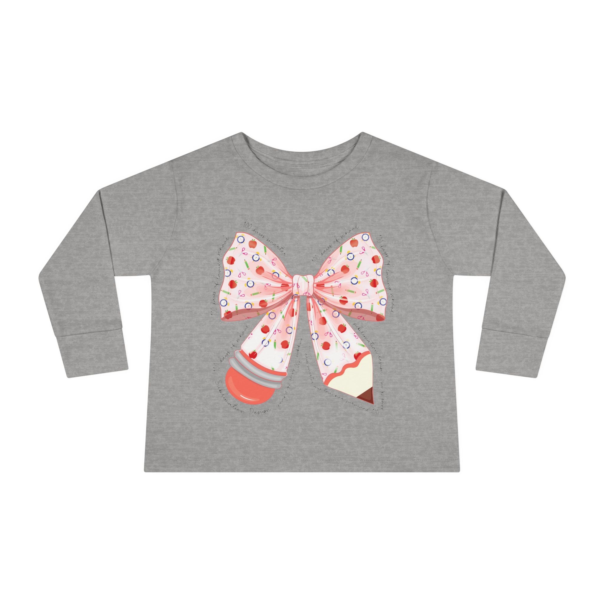 Pink Polka Dot Bow Toddler Long Sleeve Tee