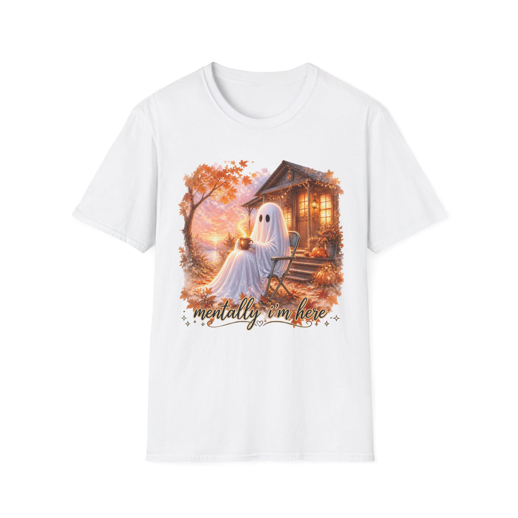 Ghost Cozy Fall T-Shirt — "Mentally on Fire" Autumn Halloween Tee