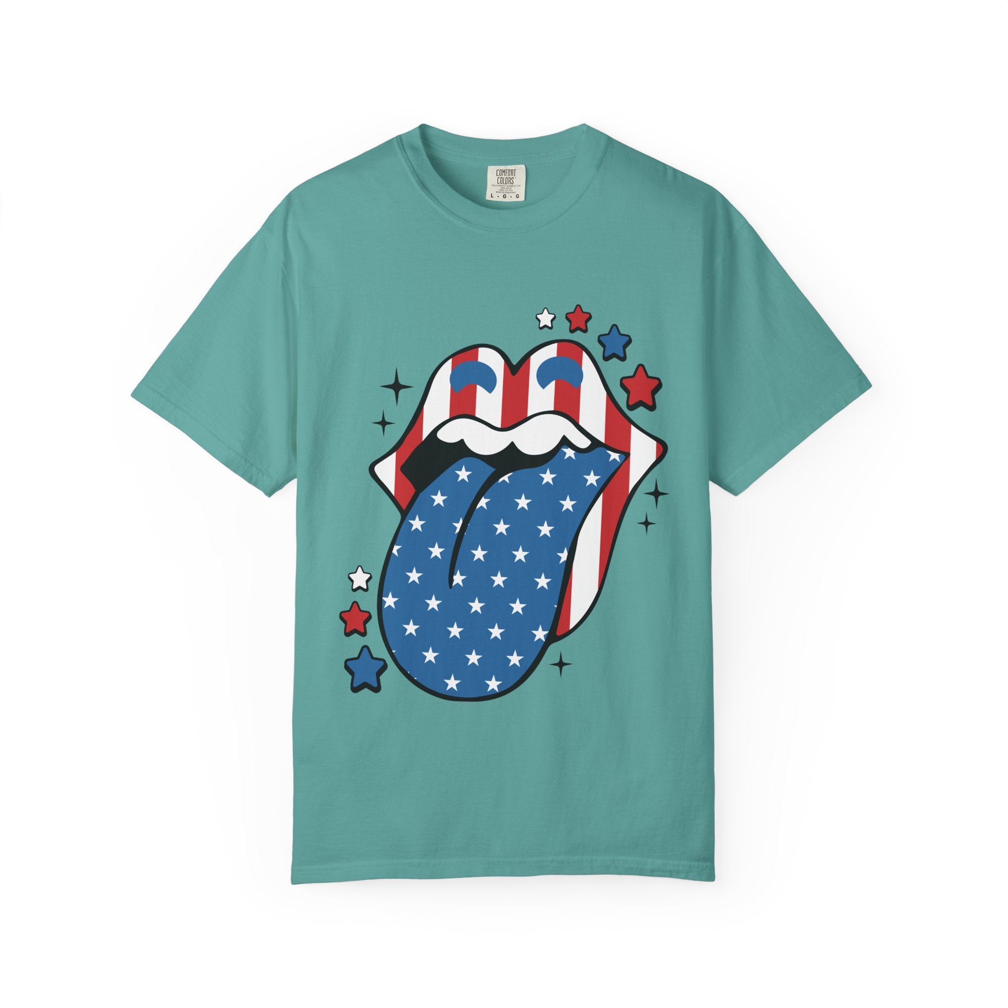 American Flag Rock Tongue T-Shirt