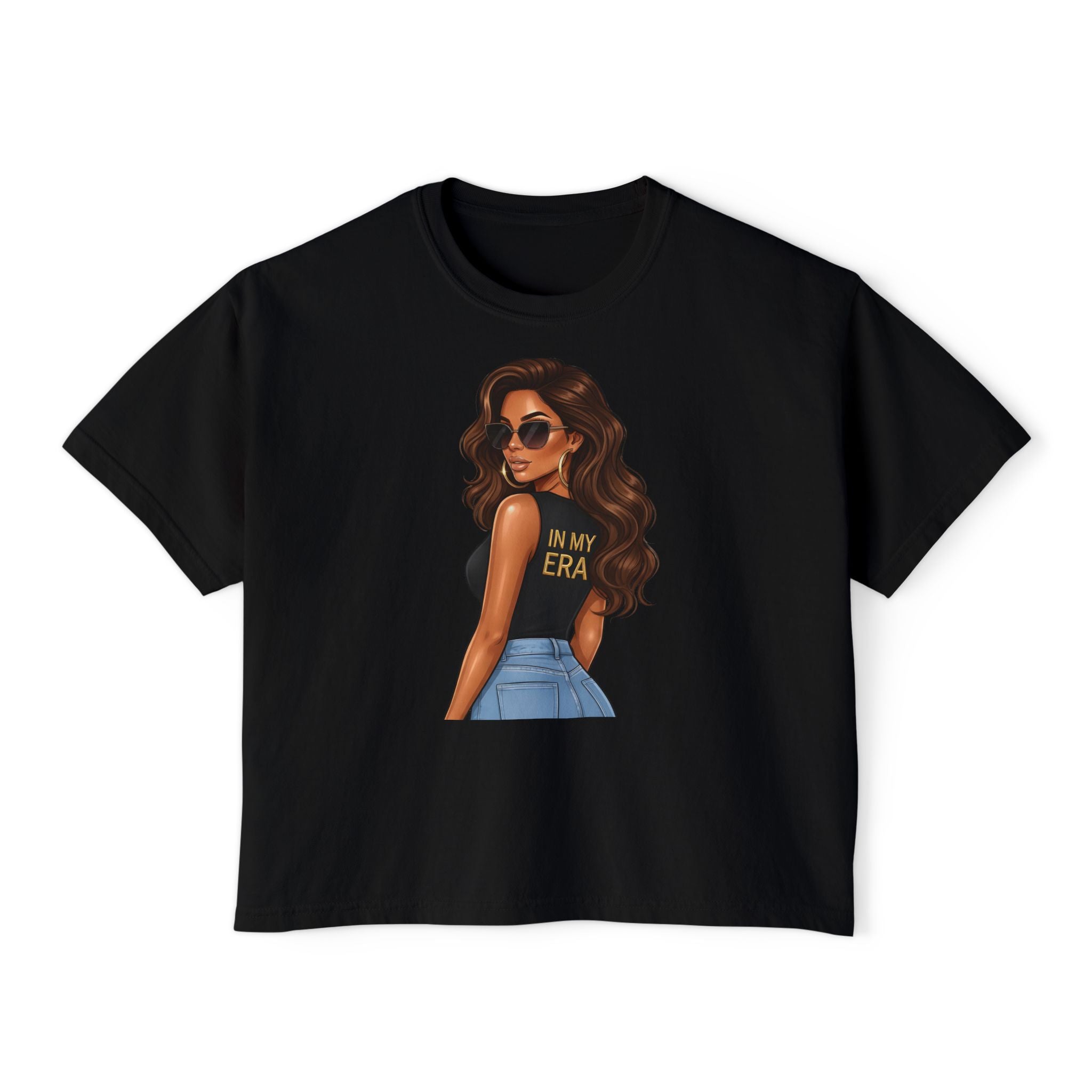 Boxy Tee — "In My Era" Afro Glam Graphic Top
