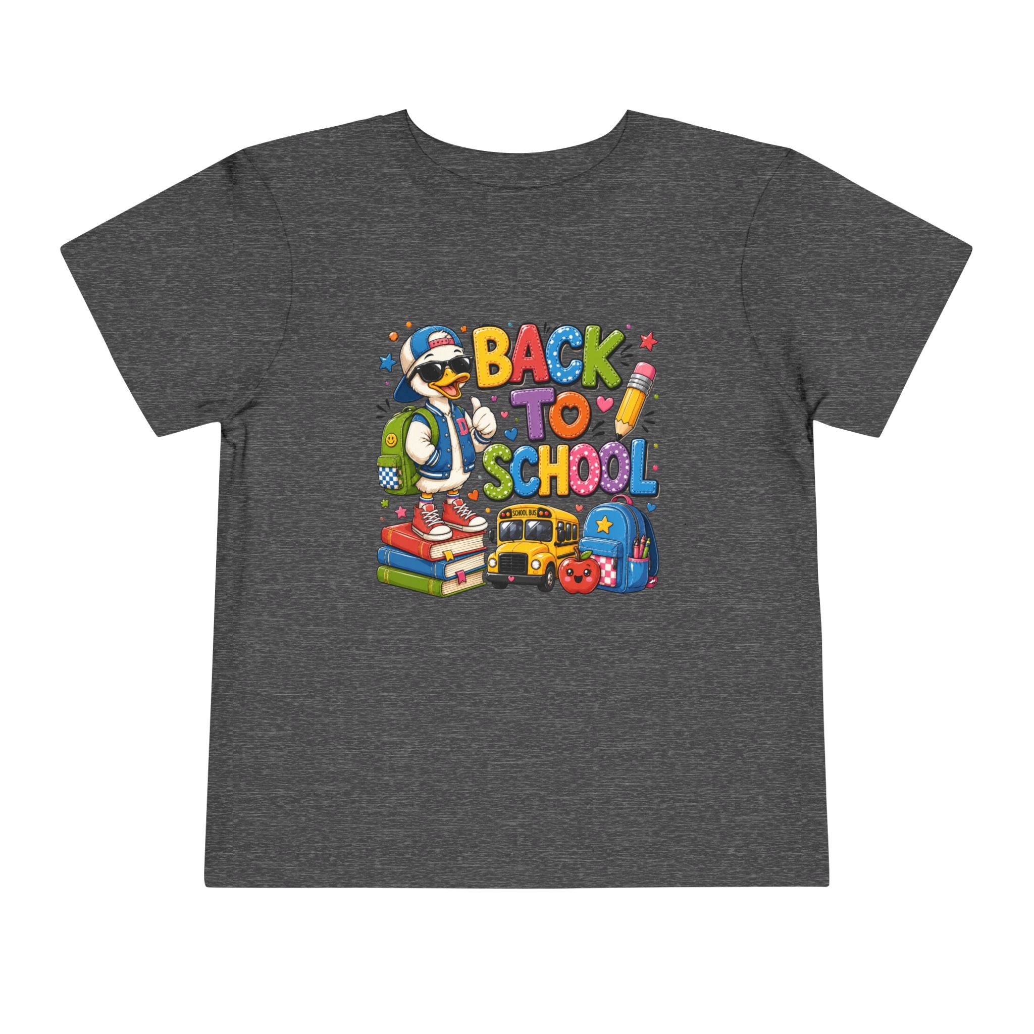 Back to School Toddler Tee — Cute Penguin School Bus Design