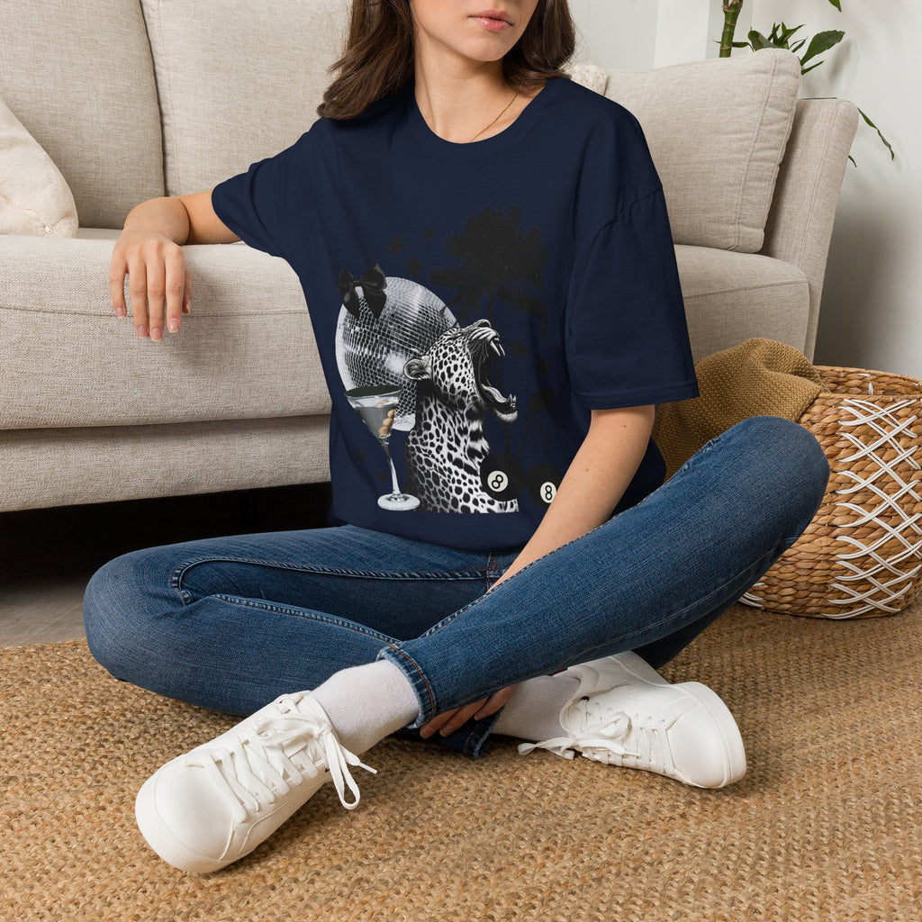 T-Shirt — Retro Disco Leopard Palm Tree Graphic Tee