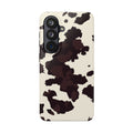 Cow Print Tough Phone Case — Brown Cream Protective Phone Cover