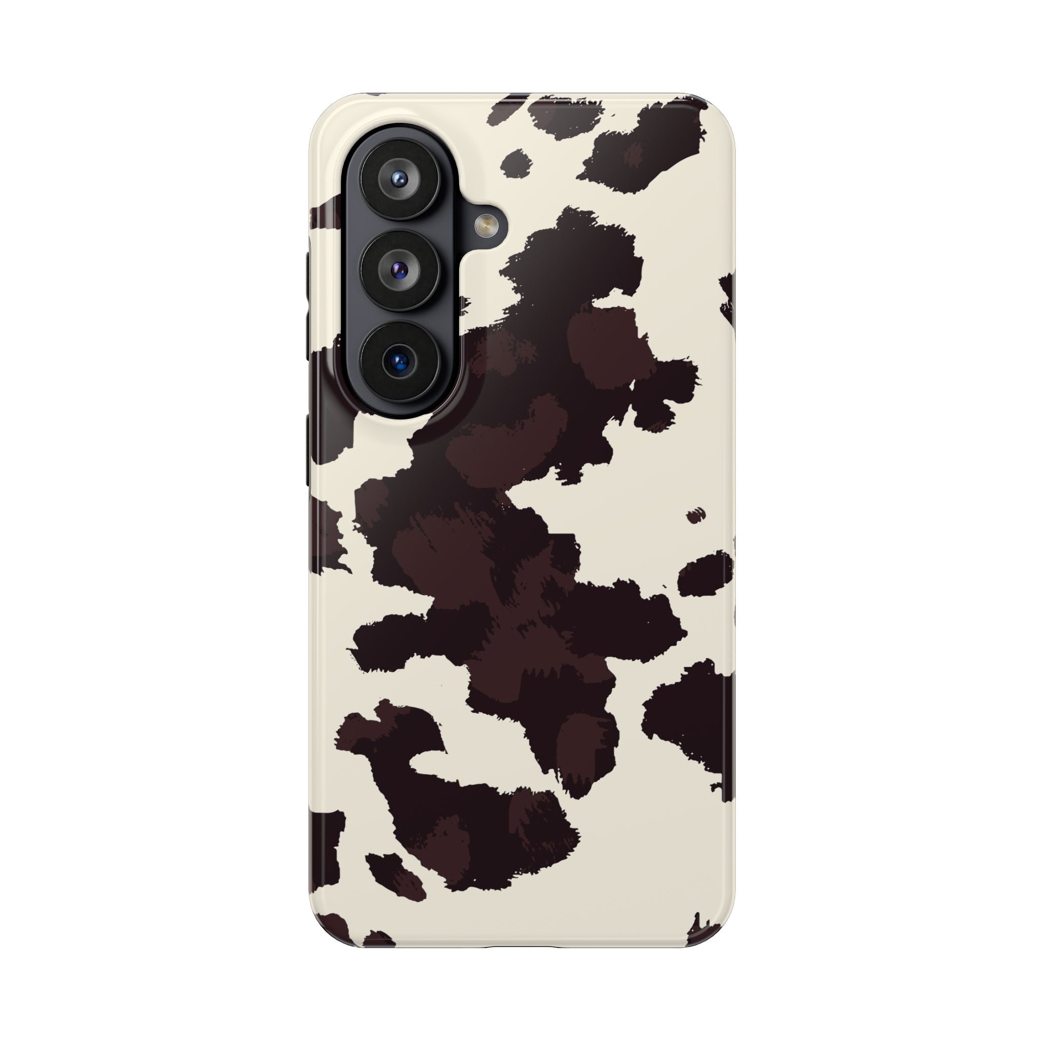 Cow Print Tough Phone Case — Brown Cream Protective Phone Cover
