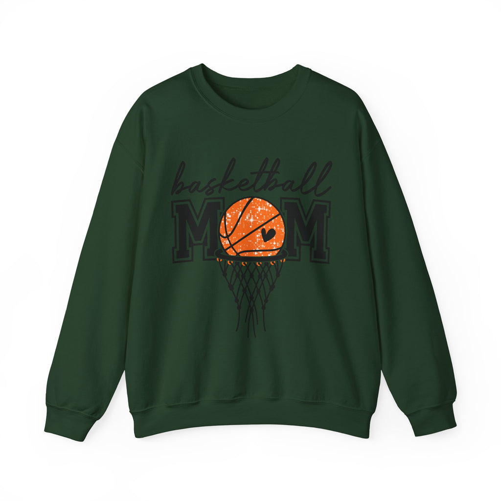 Basketball Mom Crewneck Sweatshirt — Mom Basketball Shirt with Hoop Graphic