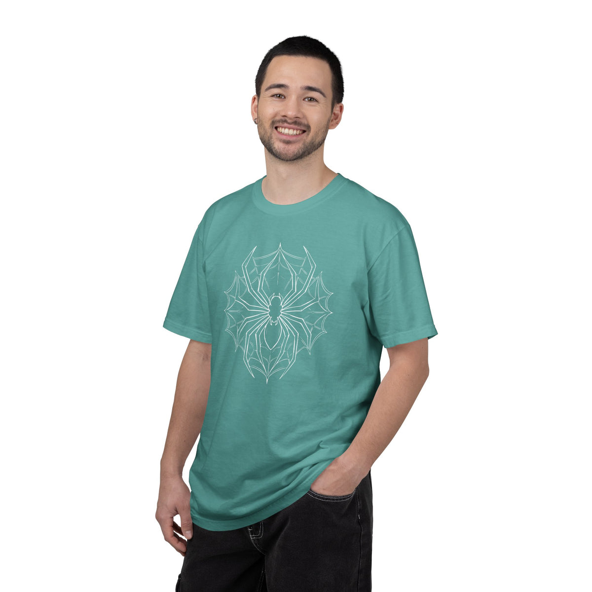 Spider Web Graphic T-Shirt — Vintage Gothic Arachnid Back Print