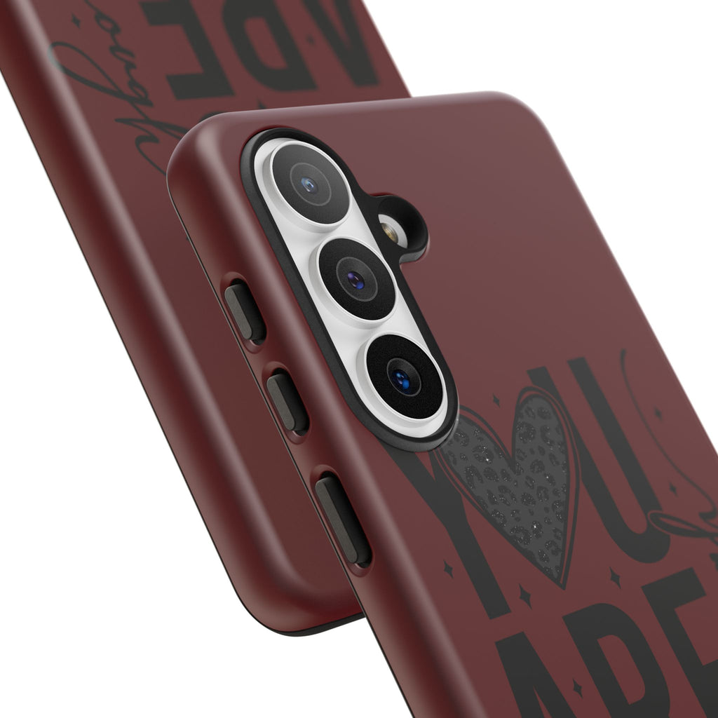 You Are Enough Phone Case — Inspirational Protective iPhone Cover (Maroon)