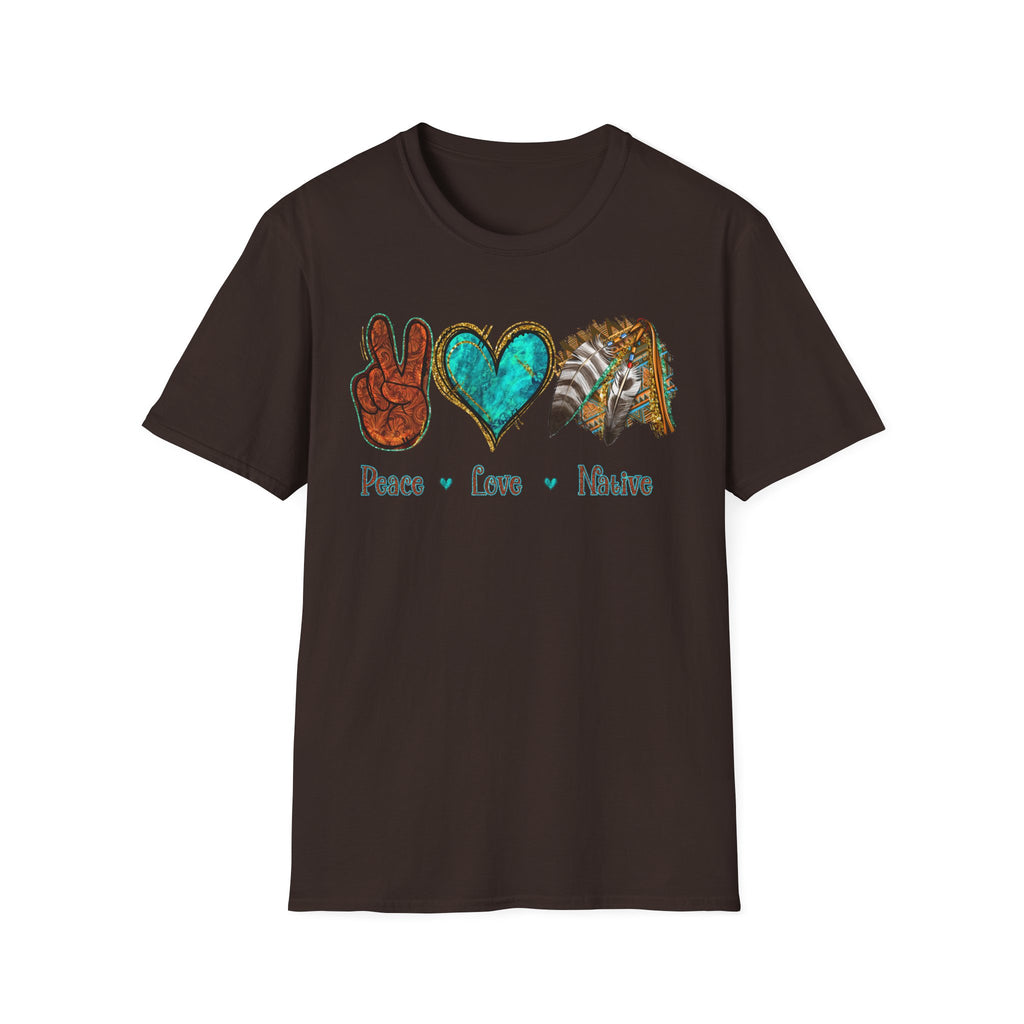 Peace Love Native T-Shirt — Boho Tribal Teal Heart Graphic Tee