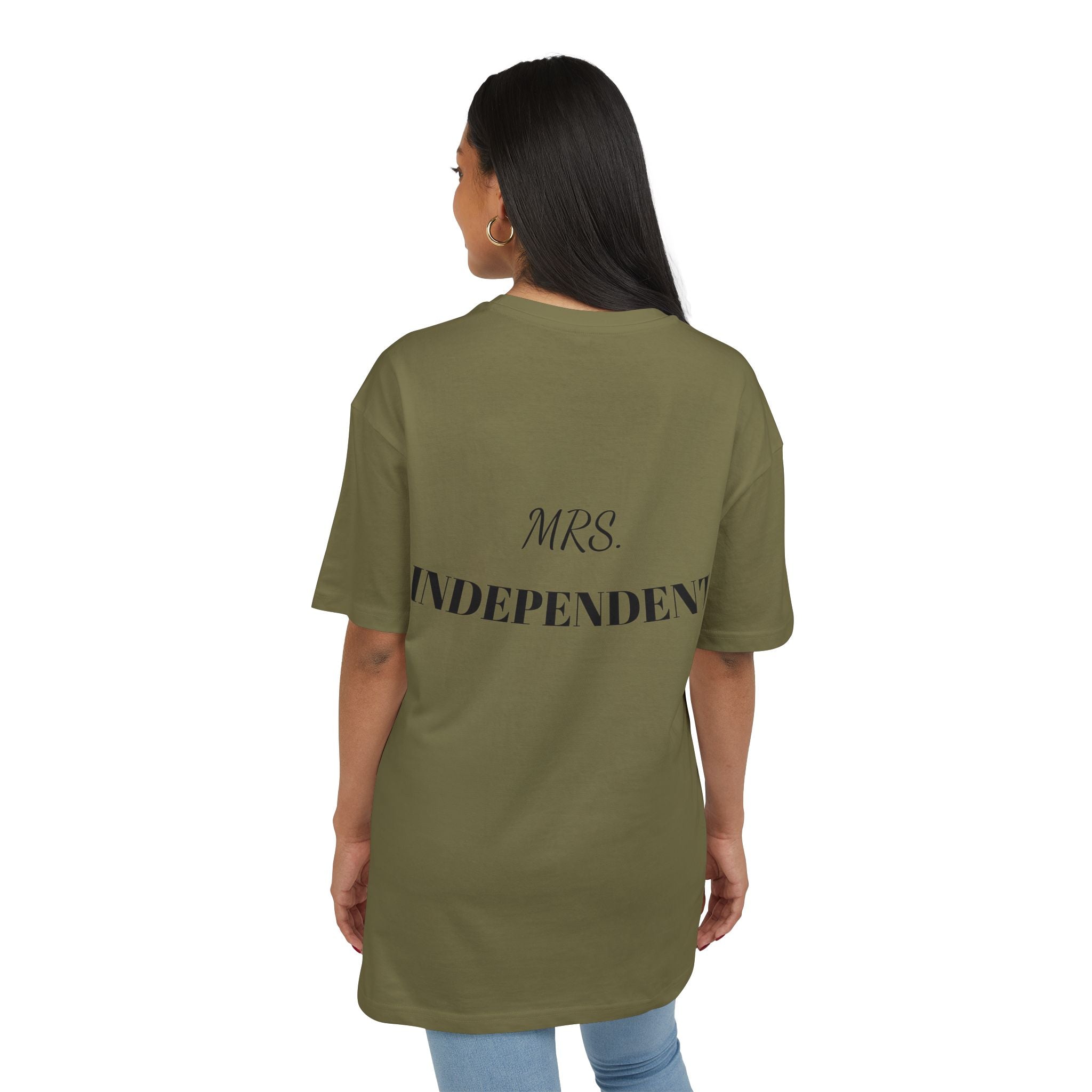 Mrs. Independent Oversized Tee — Empowered Bride / Newlywed Graphic T‑Shirt