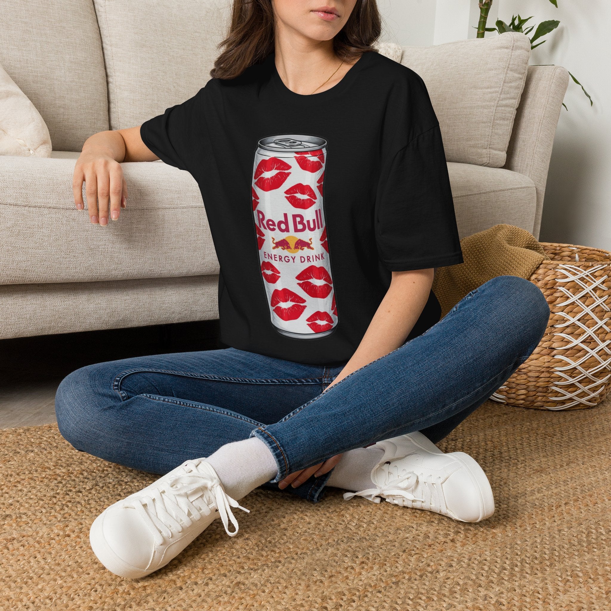 Graphic Tee — Red Bull Can with Lip Print