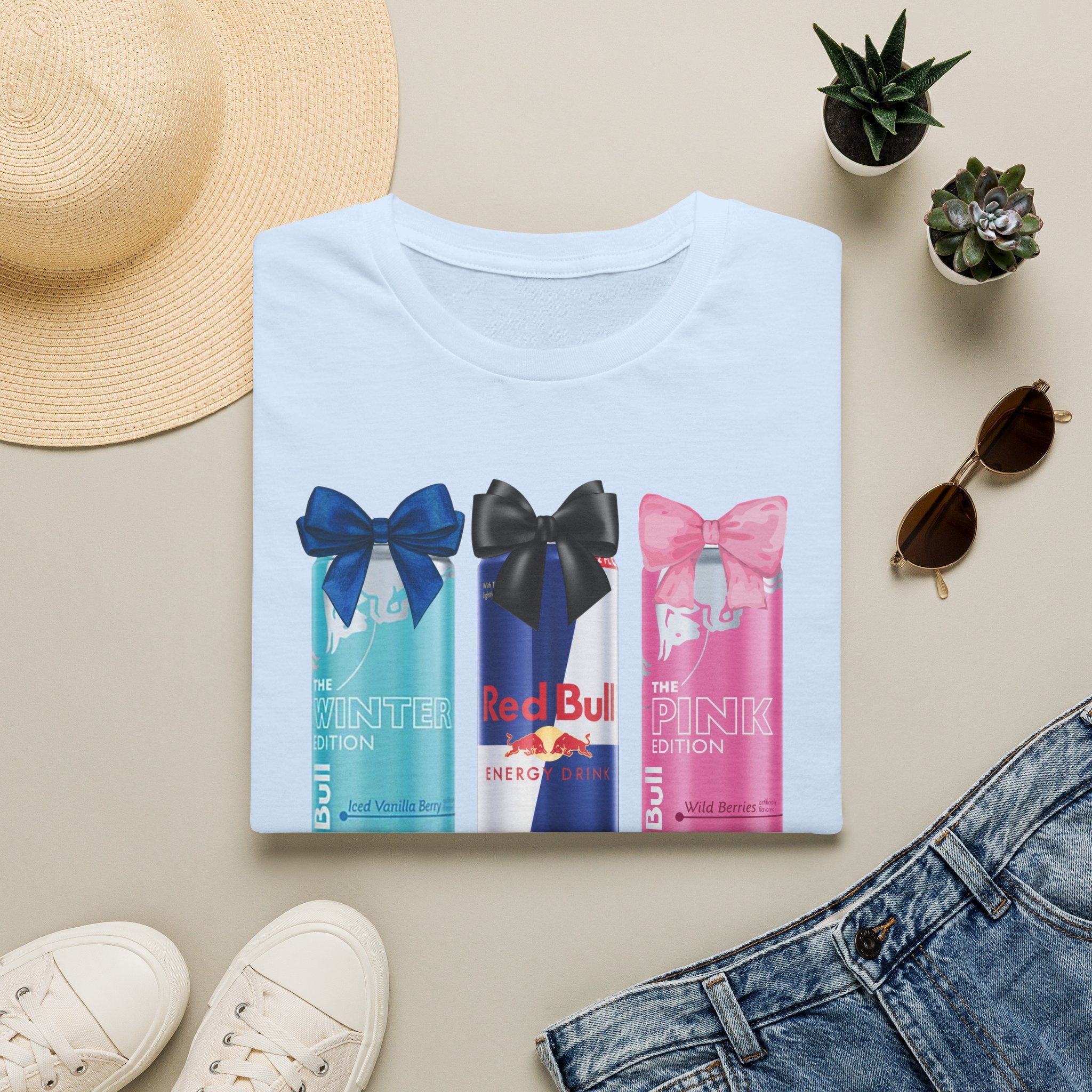 T-Shirt — “First I Need a Red Bull” Energy Drink Can Graphic Tee