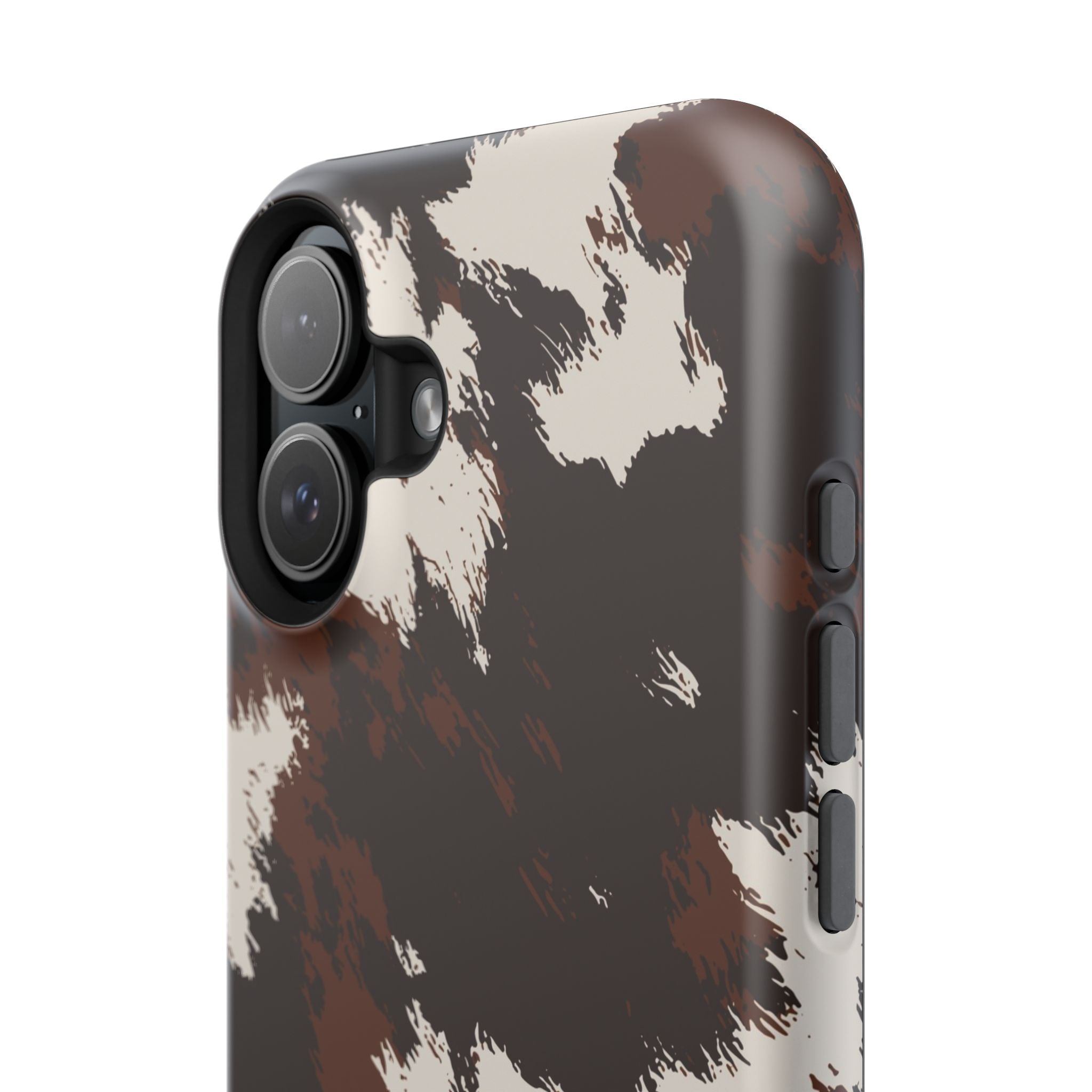 Cowhide Print Impact Phone Case — Brown & Cream Protective Cover