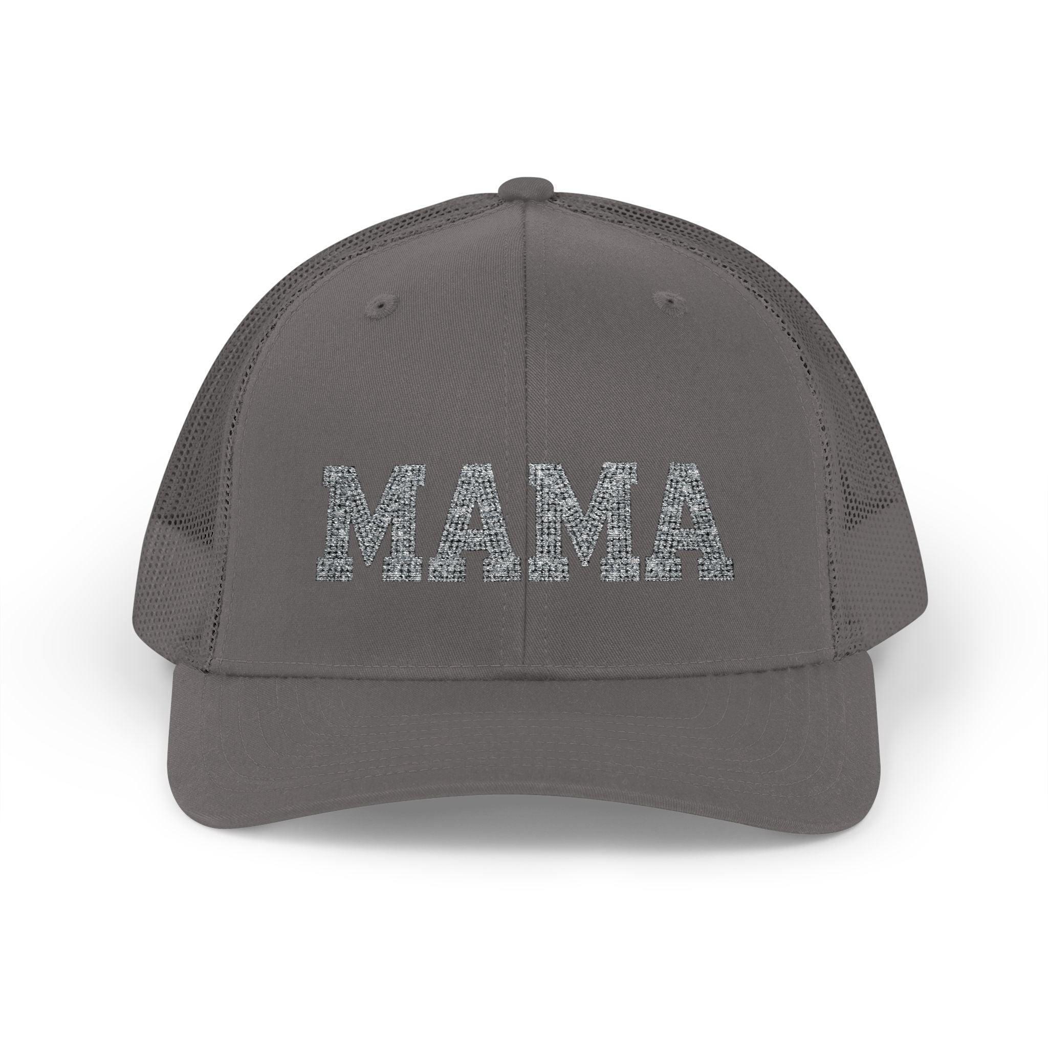 Mama Snapback Trucker Cap — Glitter Script "MAMA" Mesh Back Hat for Moms, Mother's Day Gift