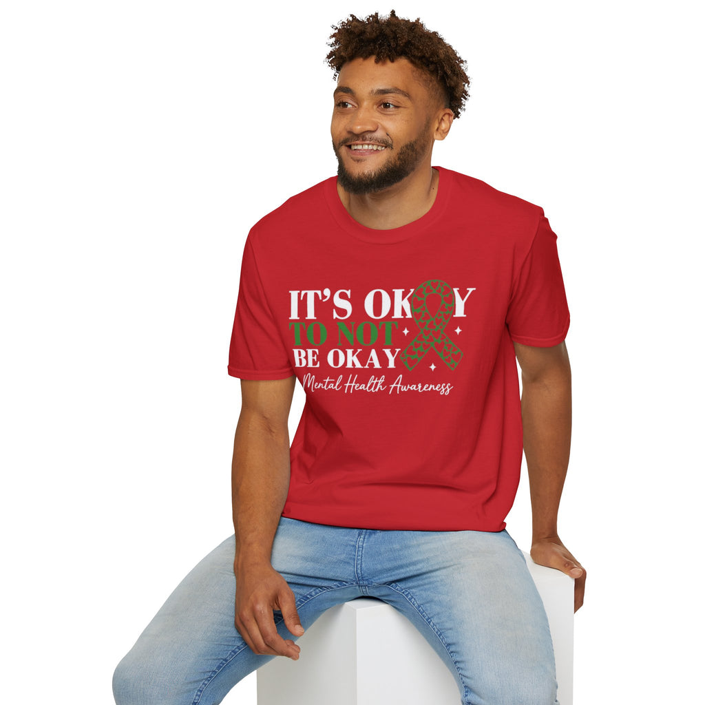 Mental Health Awareness T-Shirt — "It's Okay to Not Be Okay" with Green Ribbon