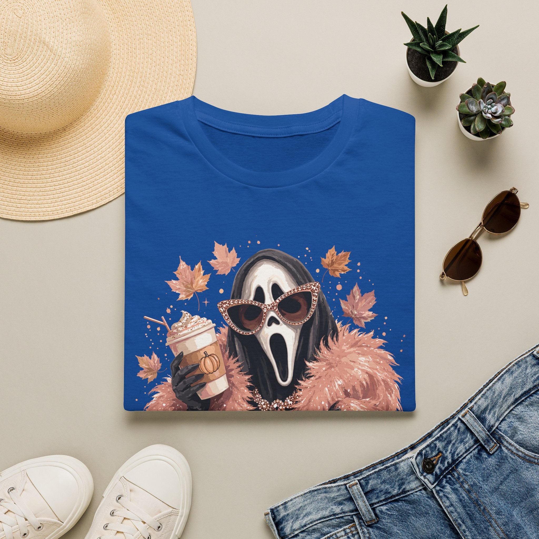 Cozy Scream Fall Tee — Glam Ghost with Pumpkin Spice Latte