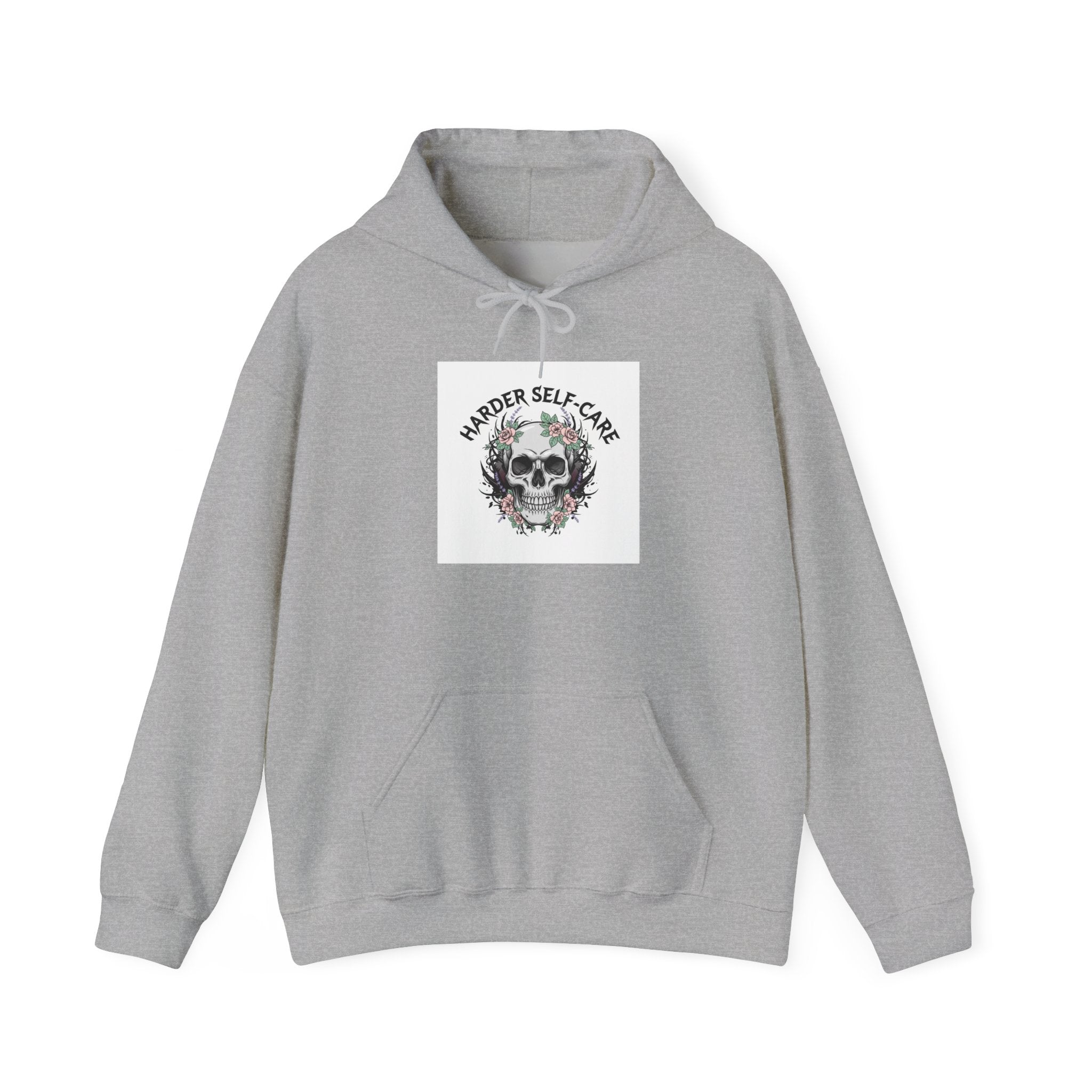 Harder Self-Care Hoodie | metal font shirt, gothic wellness quote